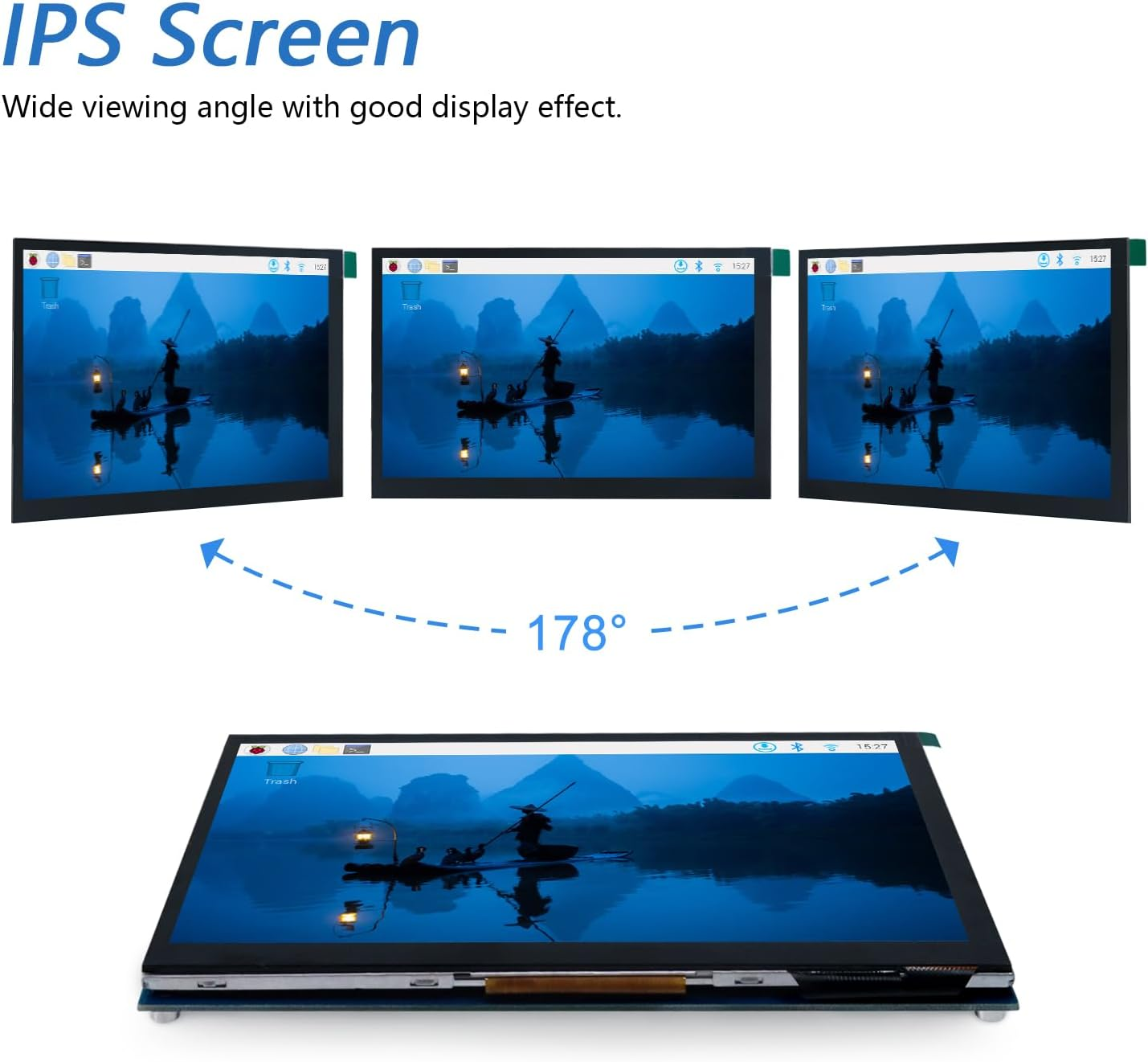 Freenove 7 Inch Touchscreen Monitor for Raspberry Pi 5 4 B 3 B+ A+, 800X480 Pixel IPS Display, 5-Point Touch Capacitive Screen, Driver-Free MIPI DSI Port
