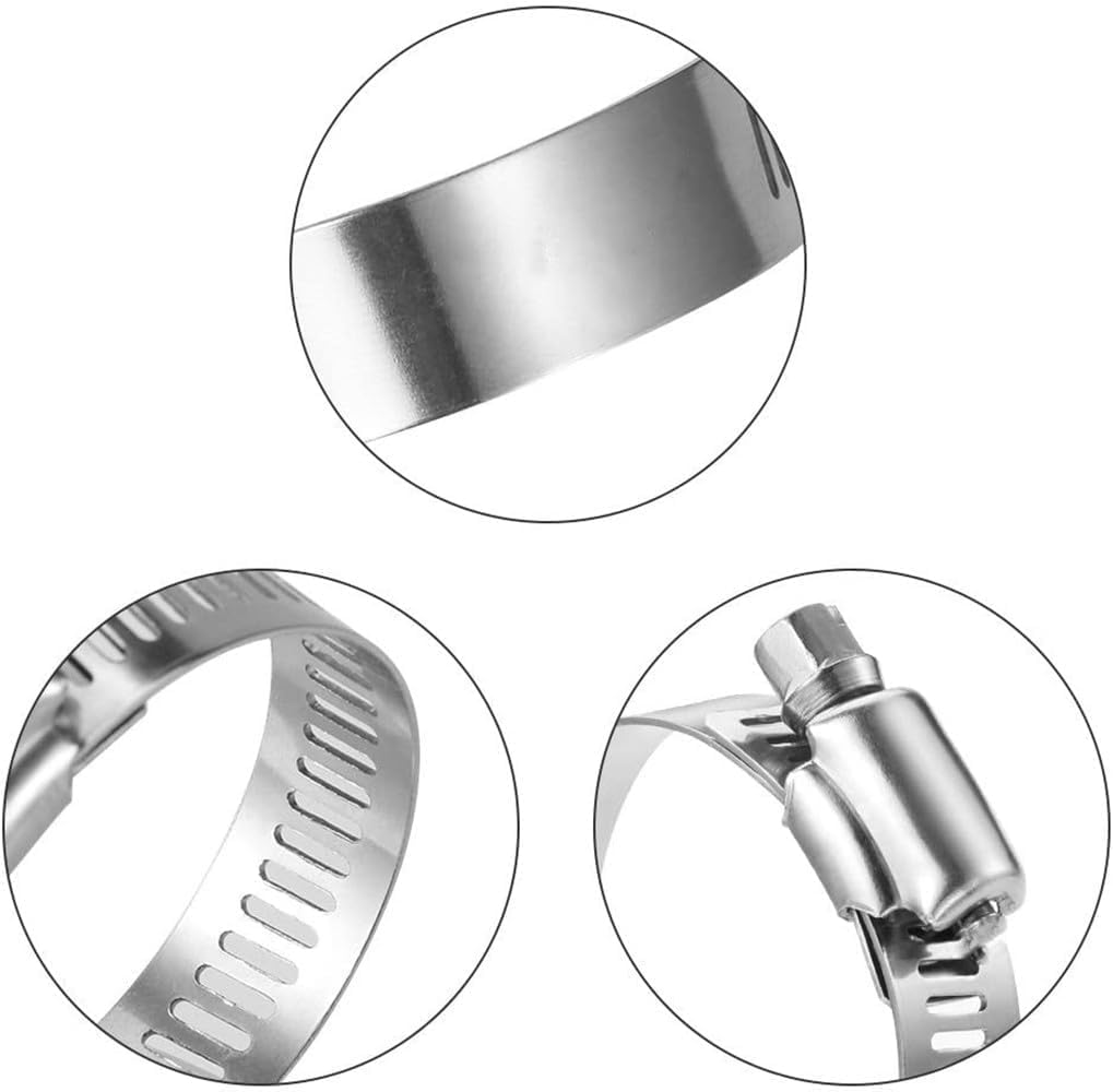 Gewaha 60Pcs Hose Clamps Assortment Kit,7 Sizes Stainless Steel Adjustable 8-38Mm Range Worm Gear Hose Clamps Assortment Kit for Secure Pipe and Hose Connections PEX Clamp Rings image number 5