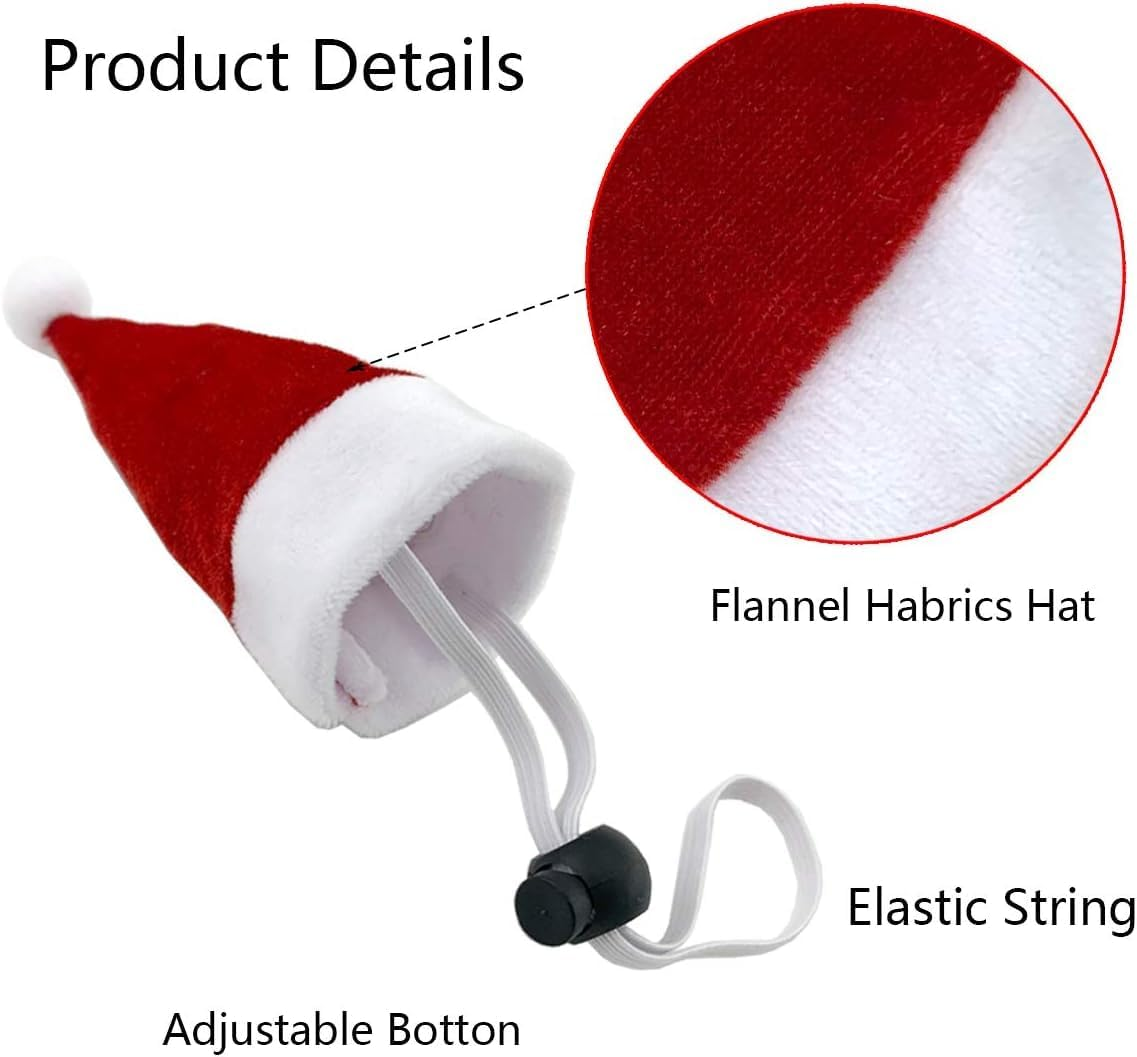 4Pcs Chicken Hats for Hens Chicken Christmas Santa Claus Hat with Adjustable Chin Strap for Poultry Hen Rooster Goose Duck Parrot Christmas Dress up Supplies (Red, One Size) image number 4