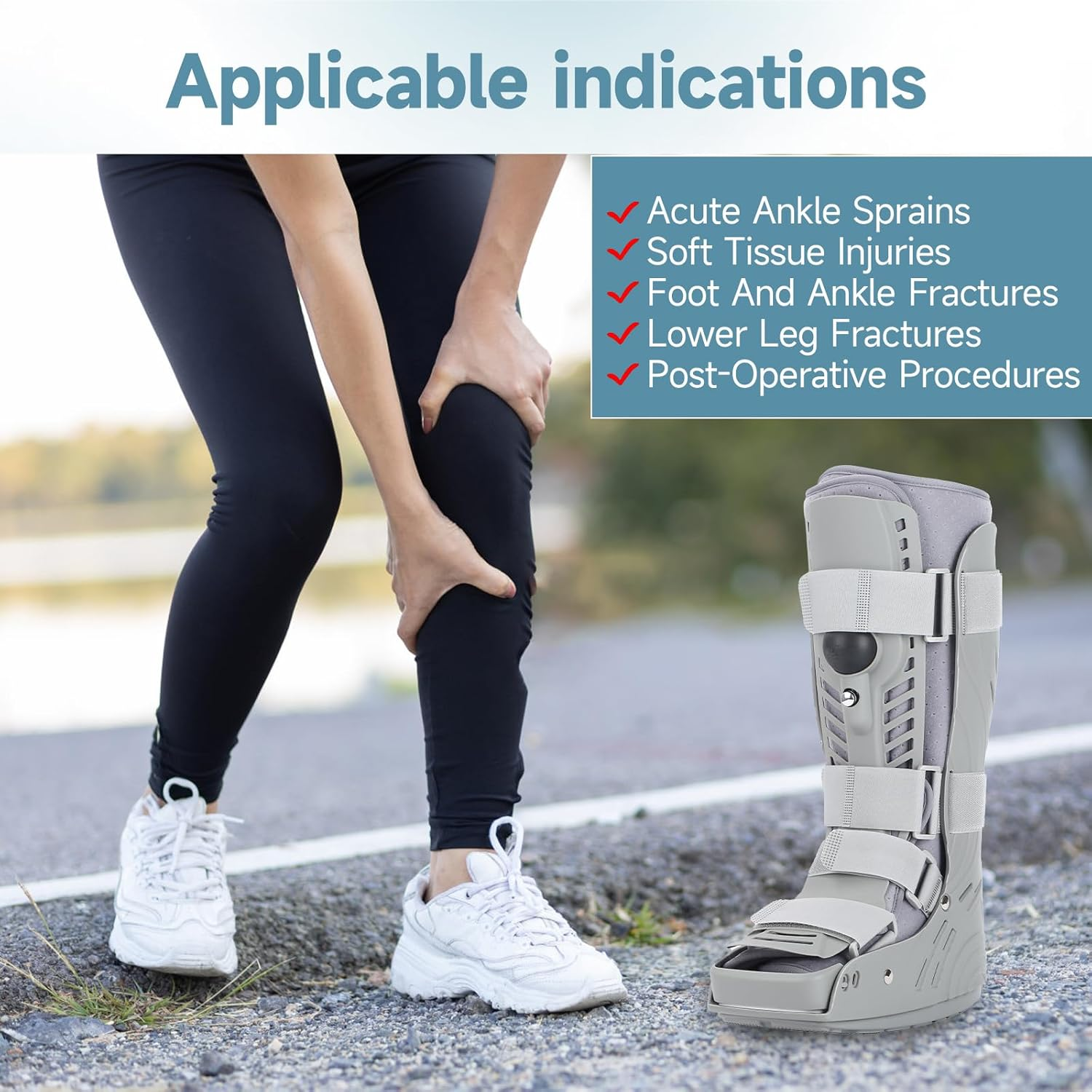 Mathgetin Air Cam Walker Fracture Boot, Tall Inflatable Walking Brace, Medical Orthopaedic Boot (L) image number 2