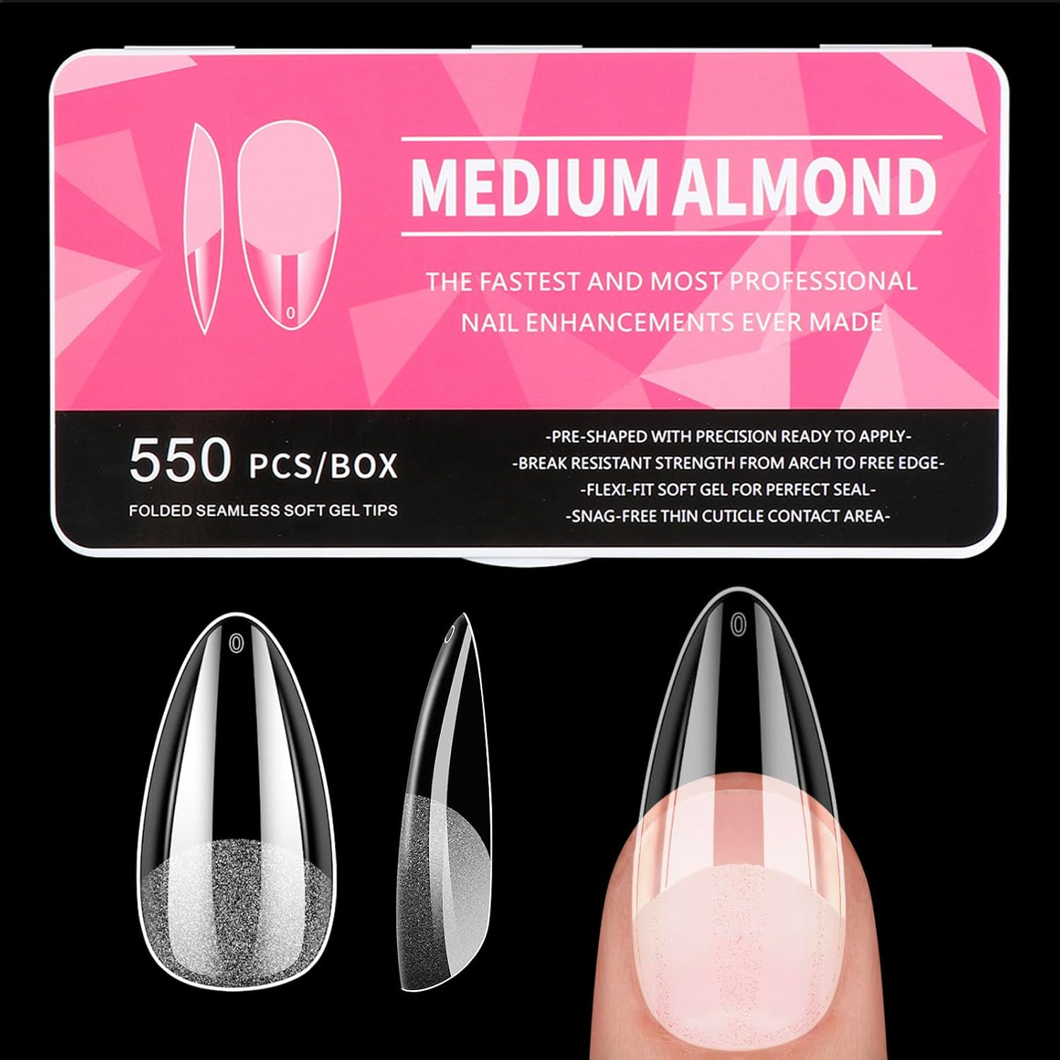 550 Pcs Medium Almond Nail Tips image number 5
