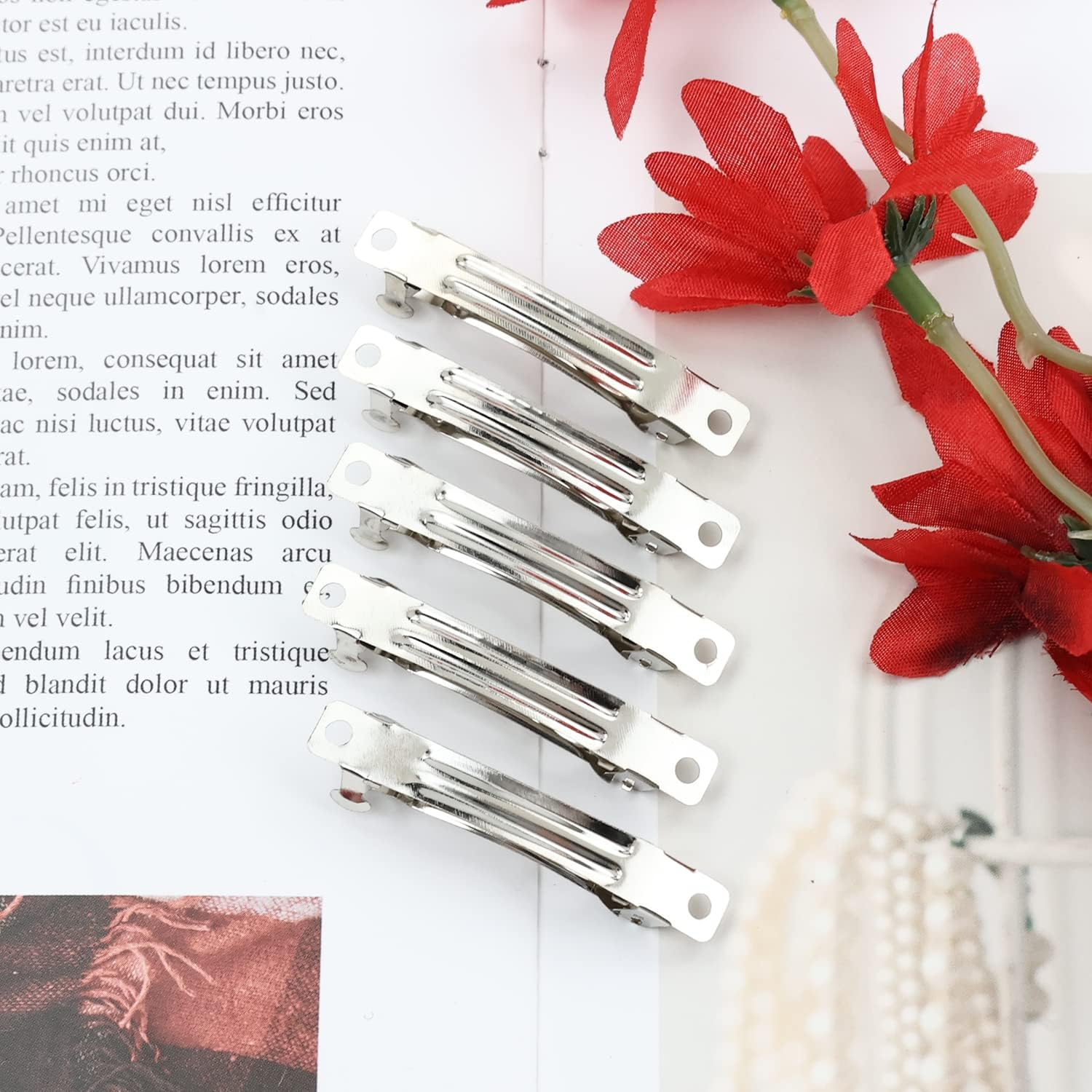Cinaci 50 Pieces 5 Cm Blank Silver DIY Metal French Hair Clips Craft Snap Hair Clips Pins for Women Girls Hair Accessories image number 3