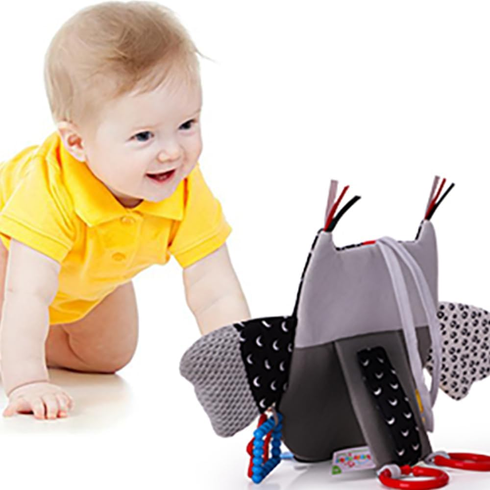 Baby Activity Hanging Toy with In-Sight Car Mirror, Adjustable for Car Seats, Strollers, Cribs, and Tummy Time, with Rattles, Crinkle Sounds, and Animal Design (Owl) image number 4