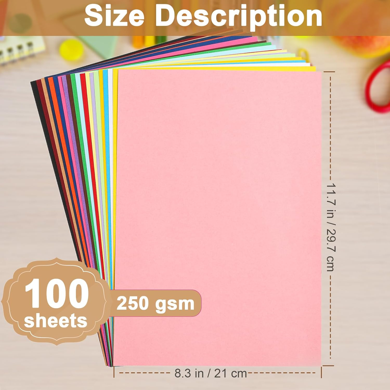 100 Sheets 20 Assorted Colors Cardstock Scrapbooking Paper, 92Lb Heavyweight Card Stock A4 Colored Paper for Birthday Decorations, Cards Making, Greeting Cards, Wedding Invitations