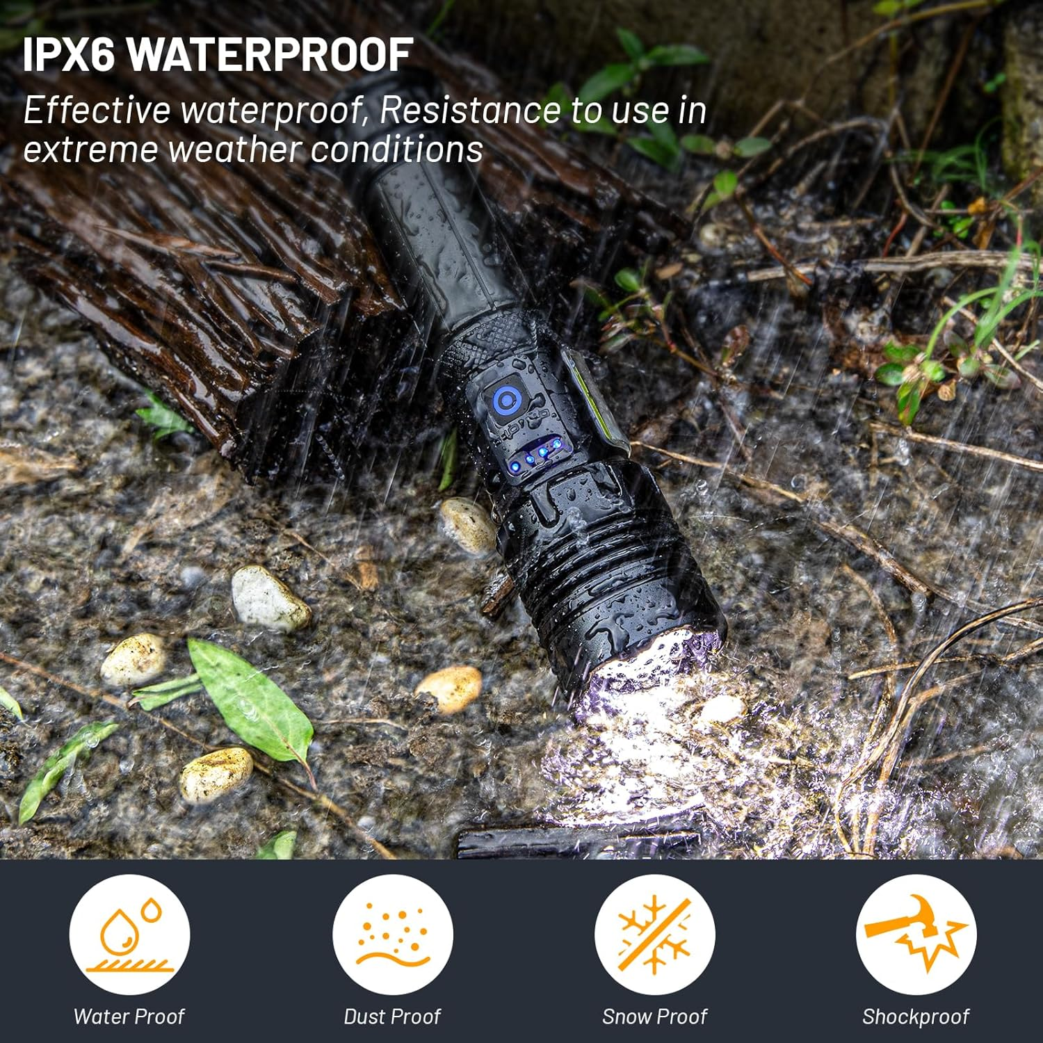 Flashlights High Lumens Rechargeable Flash Light, 2 PACK 900000 Lumens Super Bright Led Flashlight, 7 Modes Brightest Powerful Flashlight, IPX6 Waterproof Handheld Flashlights for Camping Home - Blue image number 4