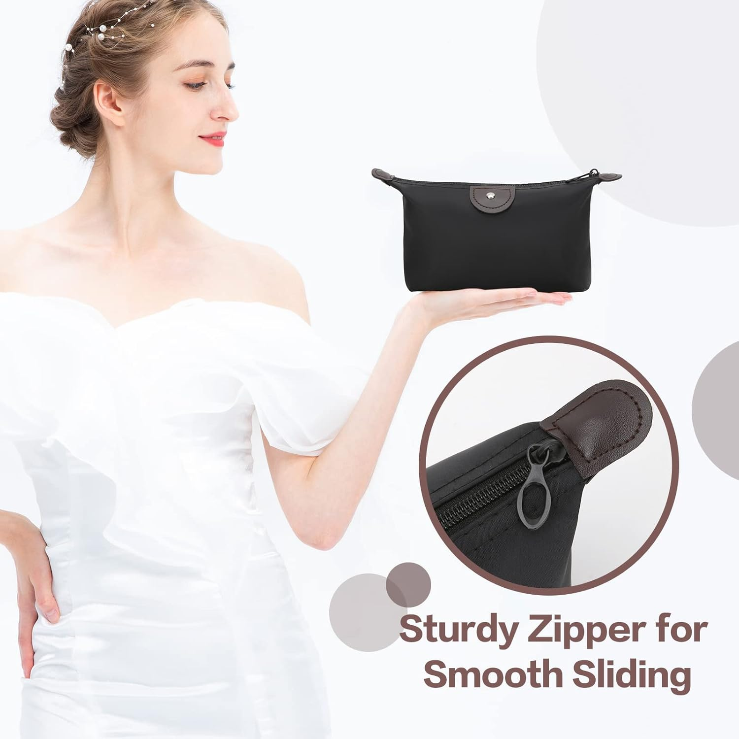 HAOGUAGUA 5 Pieces Cute Small Makeup Bags for Purse, Waterproof Mini Zipper Cosmetic Bags, Luggage Accessories for Travel, 5PCS Style 3 image number 1