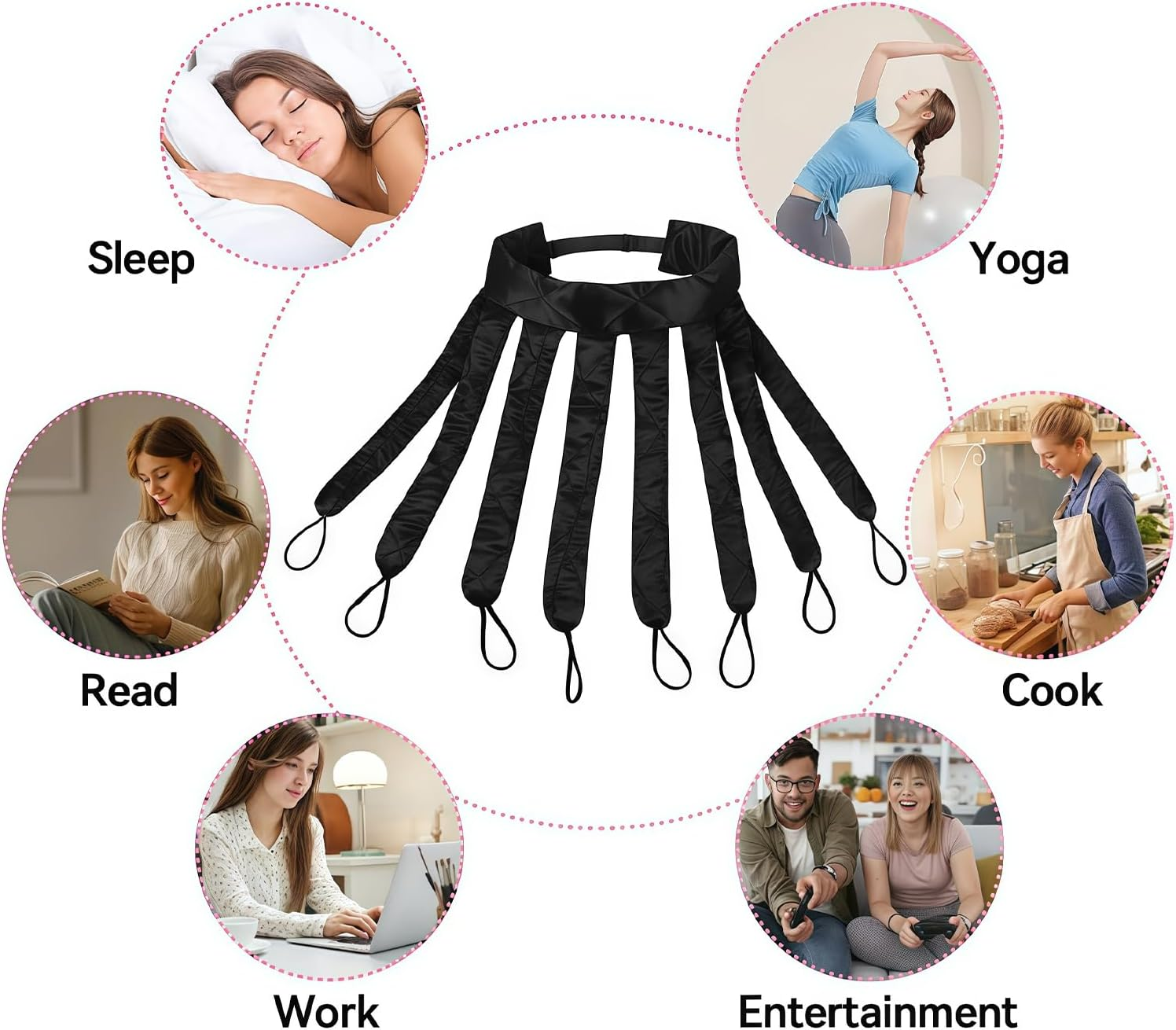 Heatless Headband, Octopus Hair Curler, Overnight Curls without Heat for Long Medium Hair, Silk Band, Soft Headband, Wave Tools for Women, Wave Formers, Overnight DIY Hair Stylin image number 6