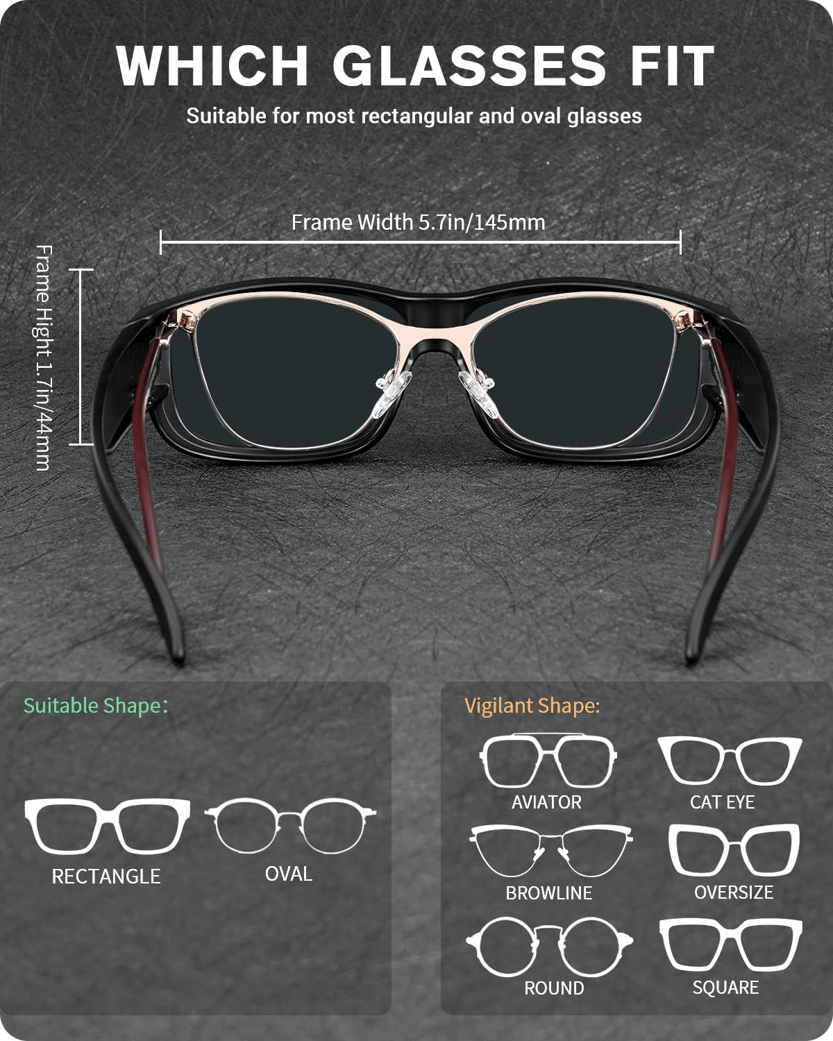 Meeloog Polarized Fit over Glasses Sunglasses for Men, Rectangle Wrap around Sun Glasses for Driving Riding Fishing MST0006 image number 6