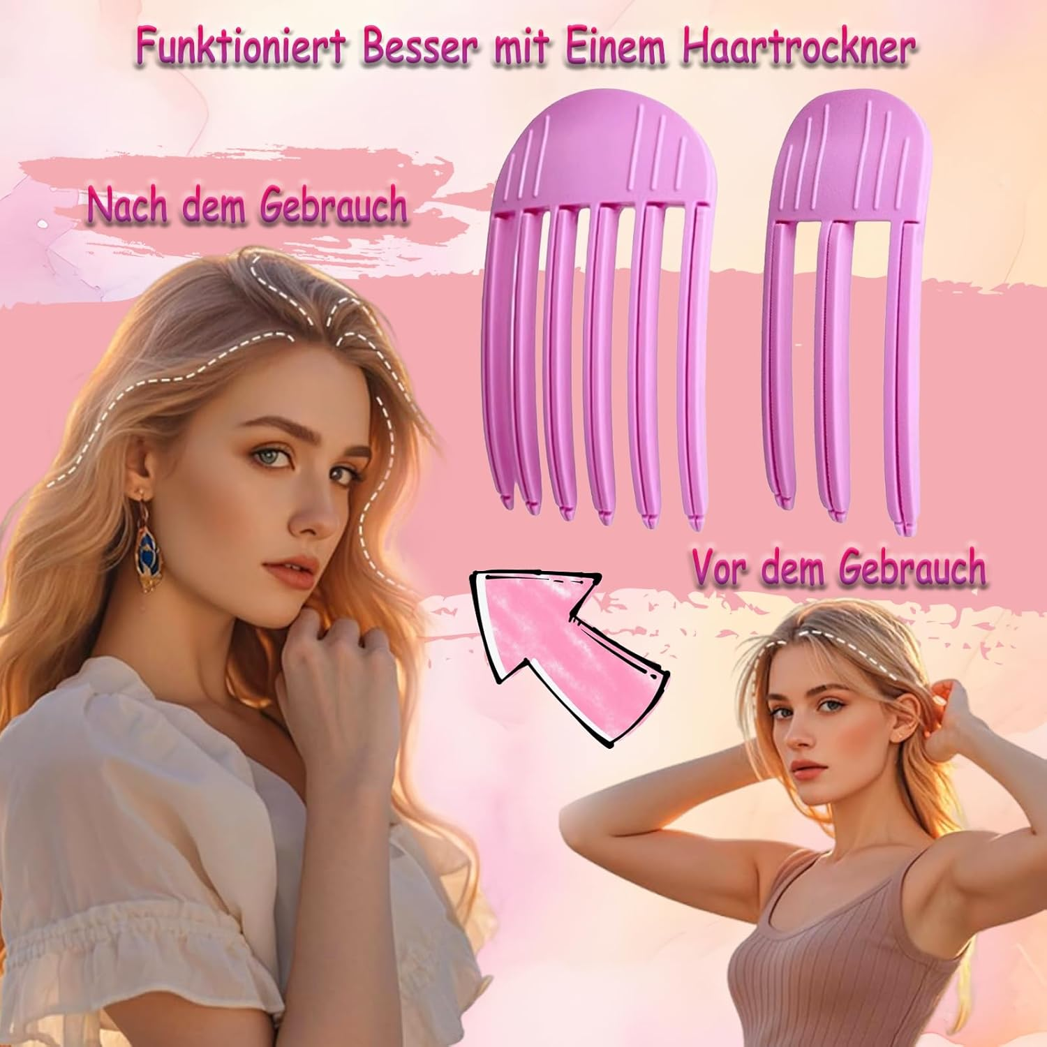 Whaleo Volume Clips Hair Pack of 4 for Fluffy Bangs, Volume Hair Clip, Hair Roots, Lifting Clips for Fluffy Bangs and High Crown Hairstyle, Volume Comb for Men and Women image number 5