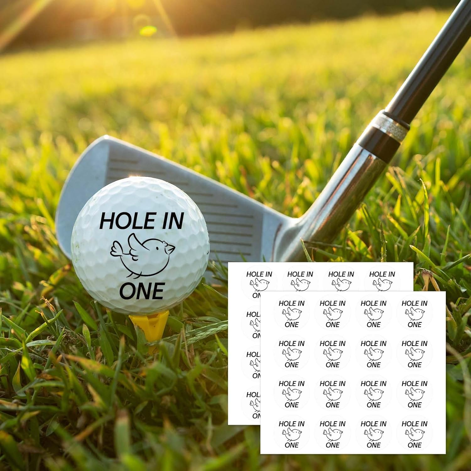BOXOB 32Pcs Hole in One Golf Ball Stamper, Personalized Golf Ball Stamp Stickers Hole in One Markers for Personalized Marking image number 2