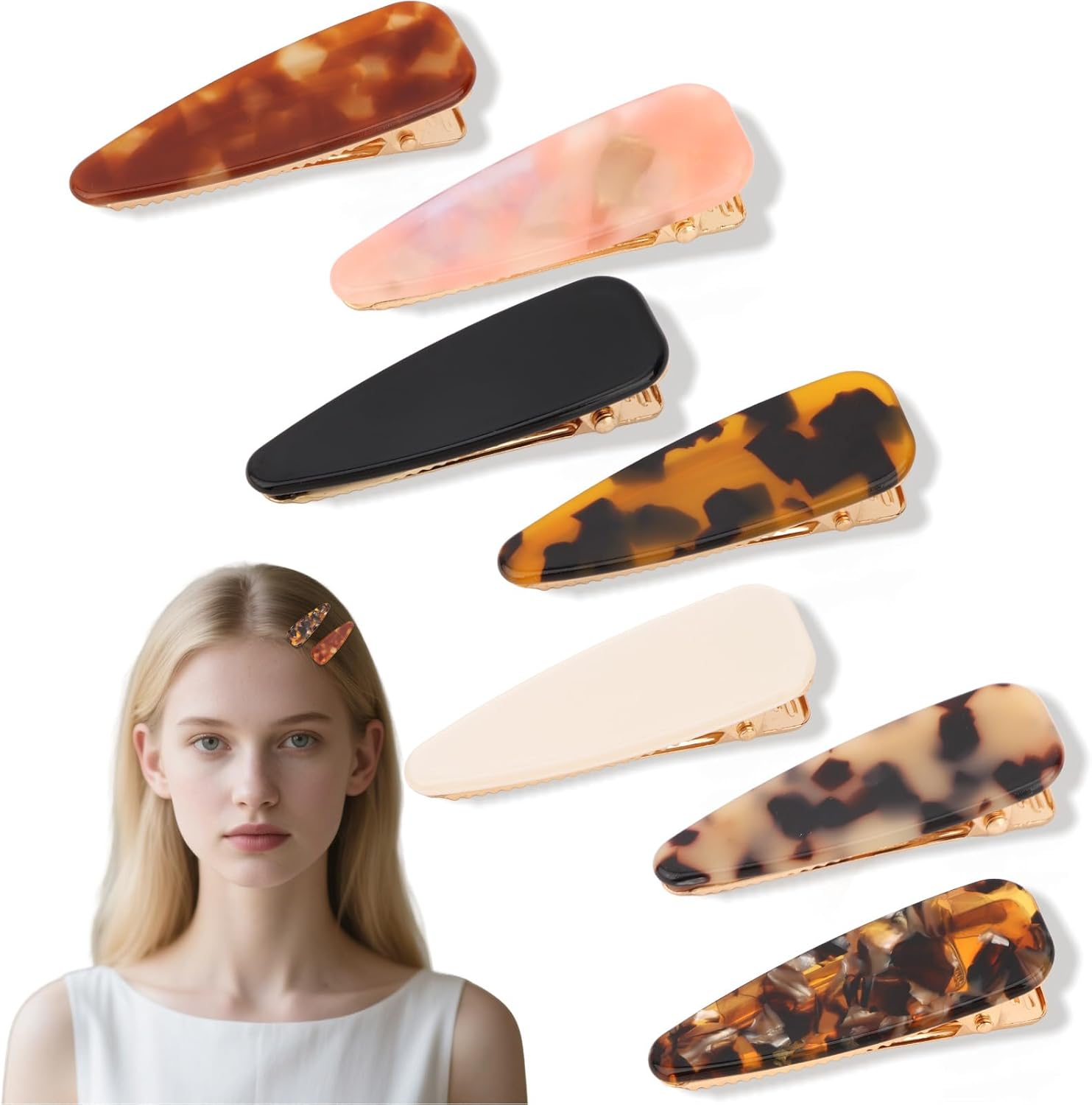 Exipsat Hair Clips for Women Large Vintage Style Snap Clip for Thick Hair 7 Pack Flat Hair Clips image number 2