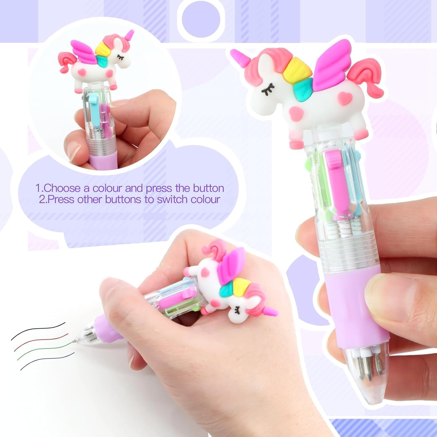 15-Pack Mini Multicolor Pens in One 4-In-1 Cute Pens Bulk for Kids, Ballpoint Pen for Birthdays and Children'S Parties, Fun Gifts Assorted Ink Kawaii Pen