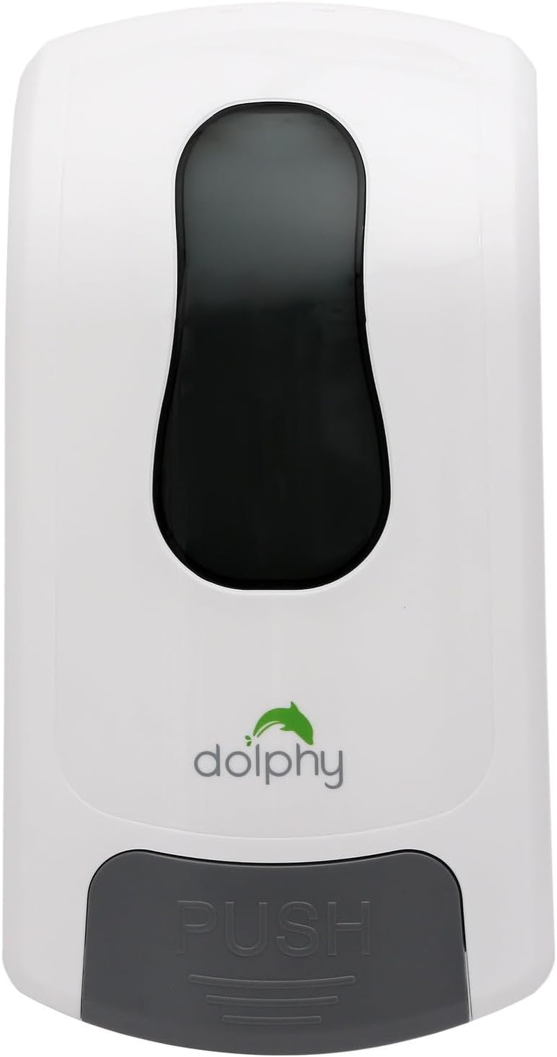 Dolphy 1000ML Manual Soap & Sanitiser Dispenser - Refillable ABS Plastic, Lockable, Wall Mounted, for Liquid Soap, Shampoo, Conditioner, Lotion - White, Durable image number 2
