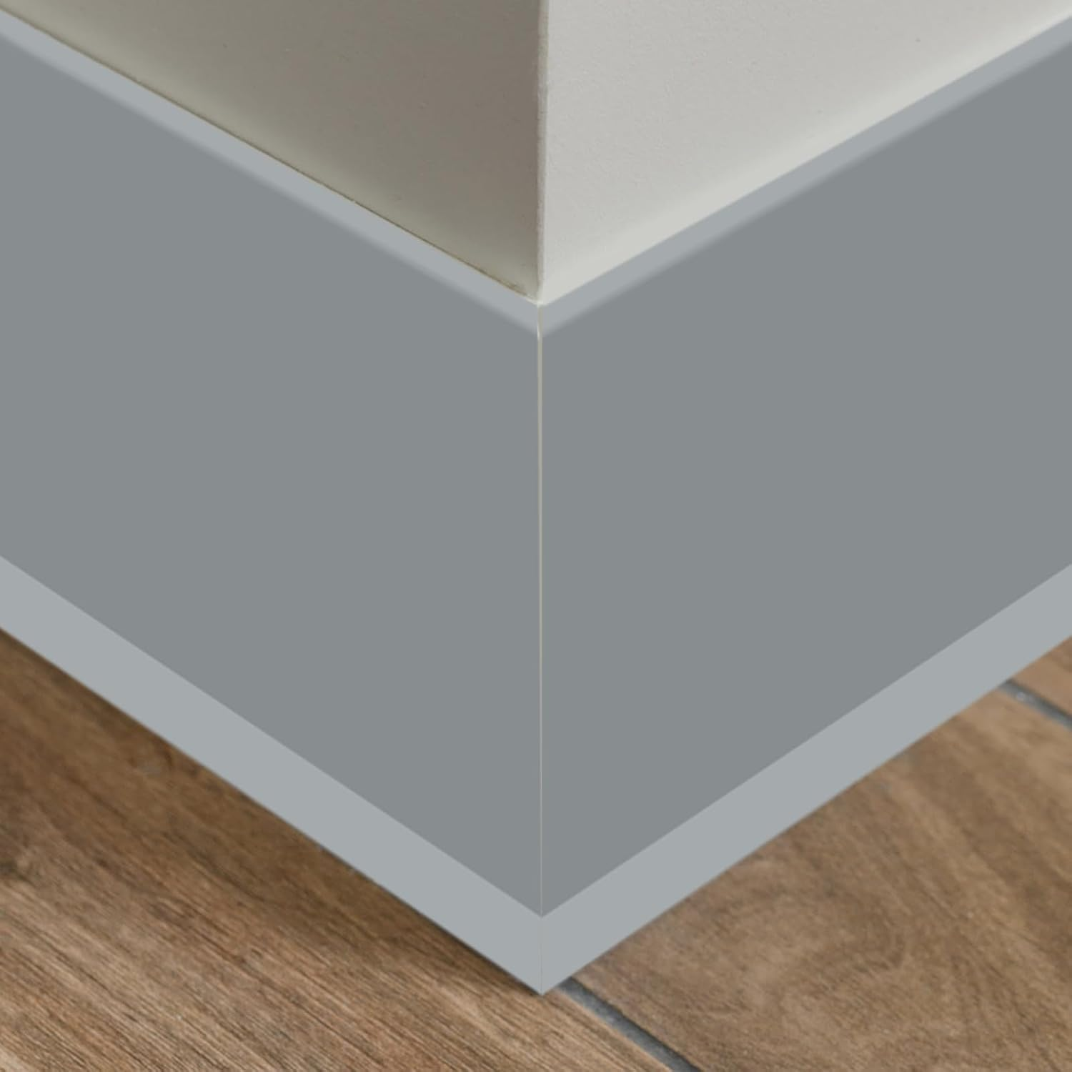 Self-Adhesive PVC Skirting Board - Soft, Flexible Folding Strip, DIY Waterproof Finishing Strip for Kitchen and Bathroom (Gray, 5M) image number 1