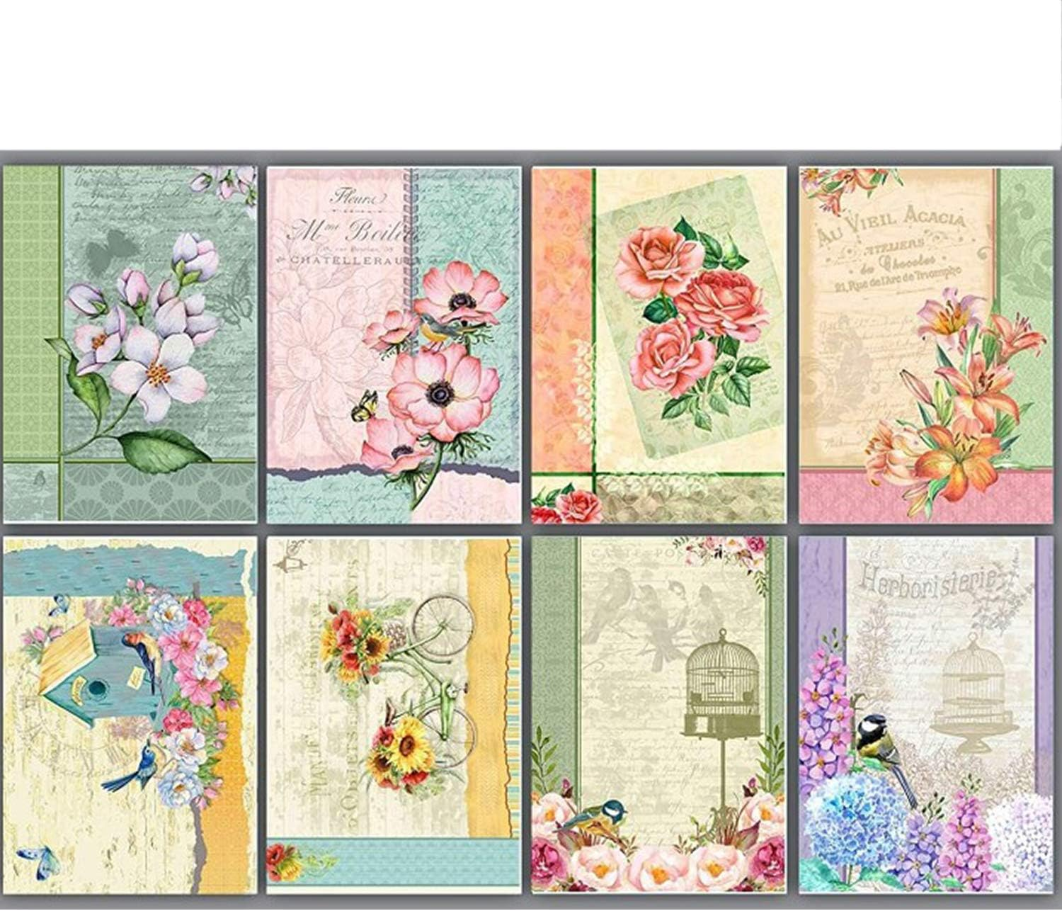 Craftreat Flower Decoupage A4 Paper for Craft Home Decor, Wall Art and Birthday Card Making - Floral Vintage Sunflower Pattern - 8Pcs Decoupage Sheet for Garden Decor and Aesthetic Room Decor Supplies