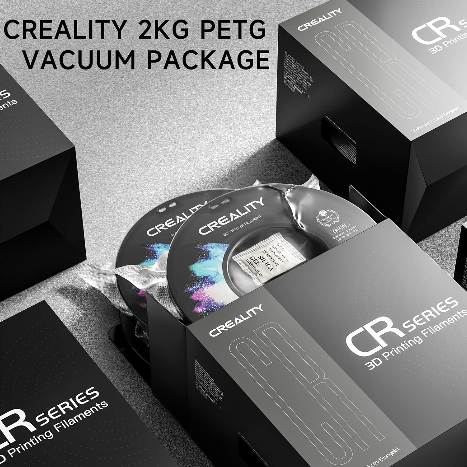 CREALITY PETG Filament 1.75Mm 3D Printer Filament, 2Kg (4.4Lb) Neatly Wound Spool, Dimensional Accuracy &plusmn;0.03Mm, 2024 Latest Batch, Fit for Most FDM 3D Printers, Black (2-Pack) image number 5
