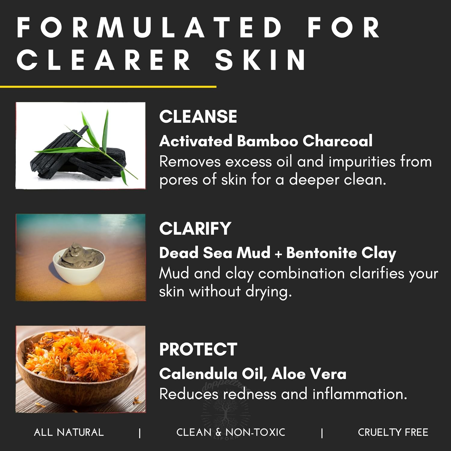 Mud Mask for Face with Dead Sea Mud, Bentonite Clay and Activated Charcoal - Made in USA -NO DRYING Facial Mask to Minimize Pore, Clear Blackheads- Great for Armpit Detox Too image number 5