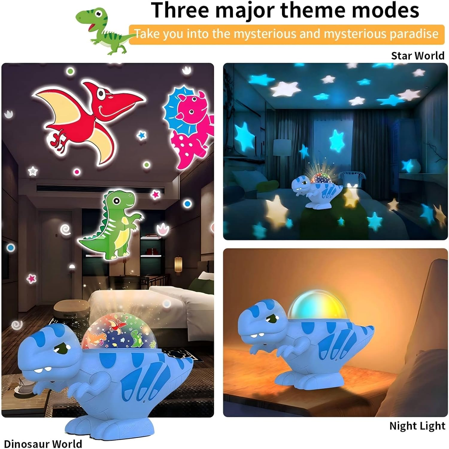 Dinosaur Projector Lamp, Dinosaur Toys, Projector Night Light for Kids Bedroom, Birthday Gifts, Boys' and Girls' Toy Atmosphere Lamp, Chirstmas Stocking Stuffers Gifts for 3-10 Year Olds Kids (Blue) image number 5