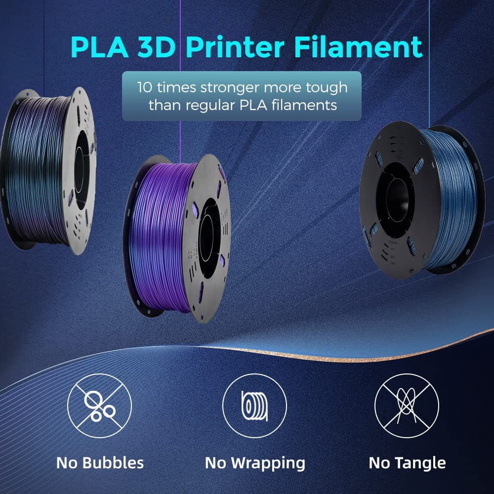 VOXELAB 3D Printer Filament, 1.75Mm PLA Multicolor Filament, Dimensional Accuracy +/- 0.02 Mm, 3D Printing Material 1Kg/ Spool, Compatible with FDM 3D Printer (Burnt Titanium) image number 3