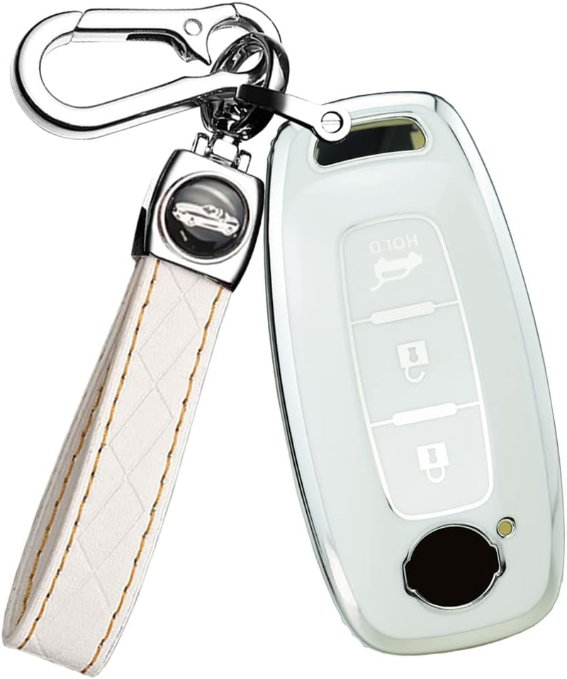 Ontto TPU Car Key Case Fit for Nissan Qashqai Altima Teana Ariya X-Trail T33 Qashqai J12 2022 2023 Smart Key Box Key Shell Key Holder Keychain Accessories Protector 3 Button - A-White image number 2