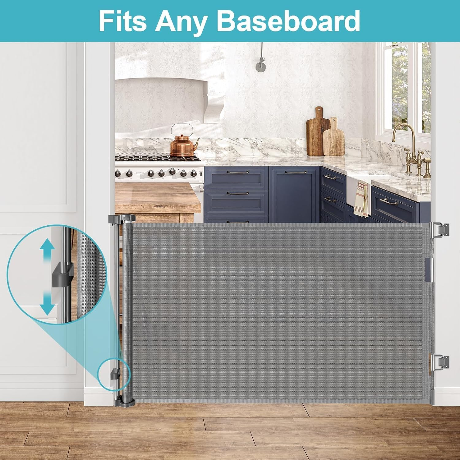 WOMHOM 120 Inch Extra Wide Baby Gate for Large Opening Retractable Baby Gates Extra Long Dog Gate for the House Pet Gates for Dogs image number 4