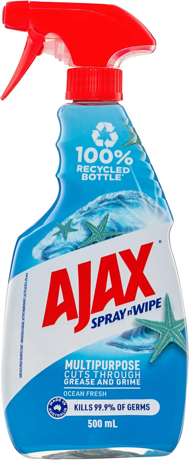 Ajax Spray N' Wipe Multi-Purpose Cleaner Trigger, Antibacterial Disinfectant, 500Ml, Ocean Fresh Surface Spray, Household Grade image number 5