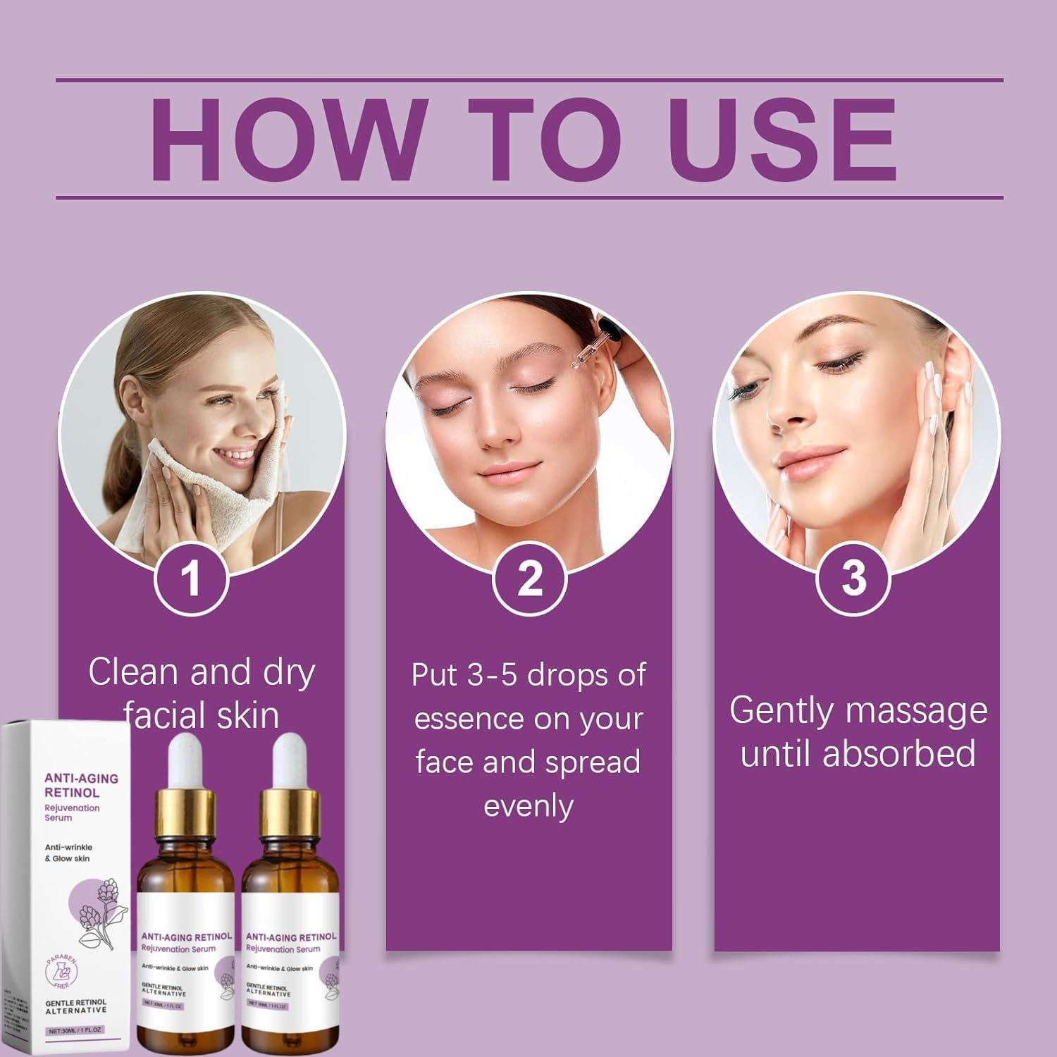 New Collagen Retinol Rejuvenation Serum, Bakuchiol Retinol Serum, Anti-Aging Retinol Rejuvenation Serum, Anti-Wrinkle & Glow Skin Essence(2Pcs) image number 5