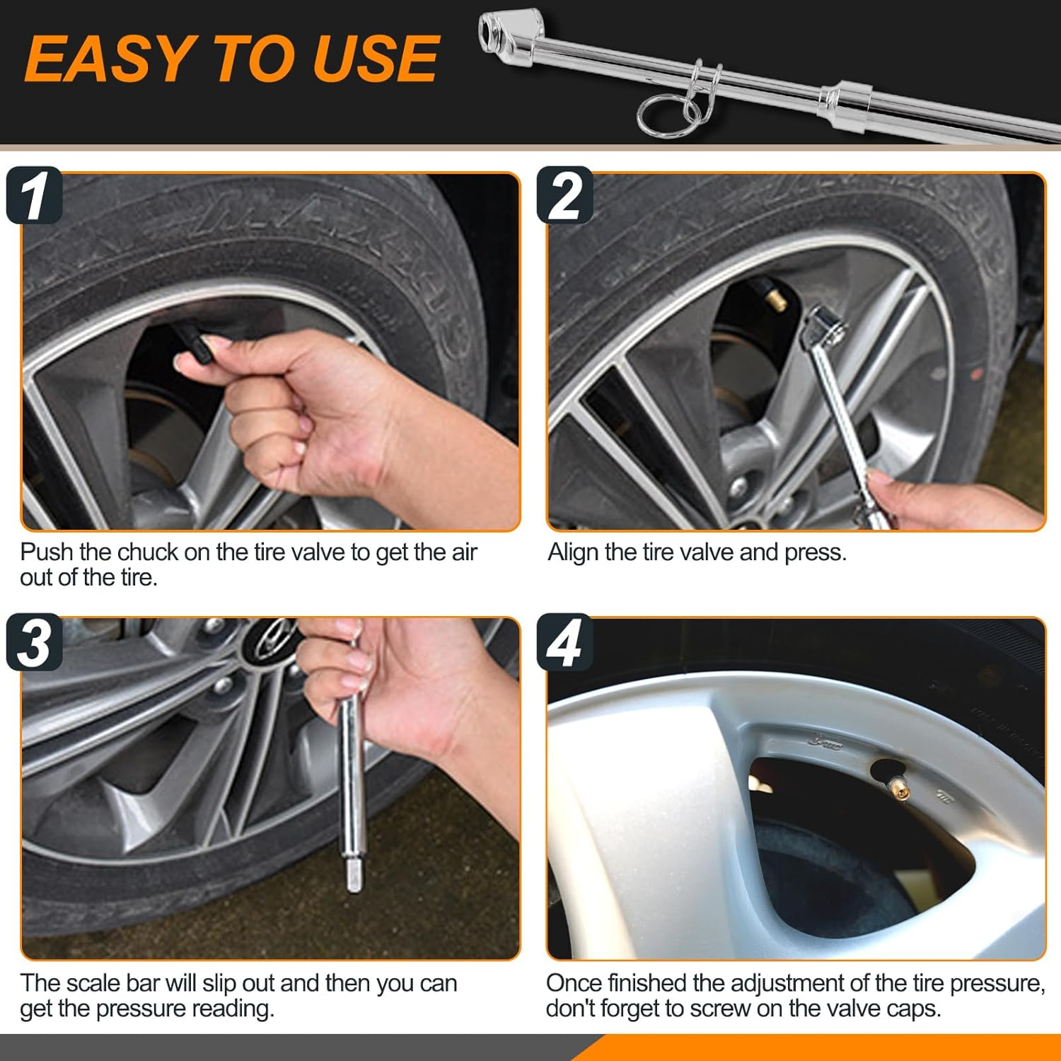 Professional Dual Head Tire Pressure Gauge 10-150 PSI, Heavy Duty Pen Type, Truck Car RV ATV Motorcycle image number 4
