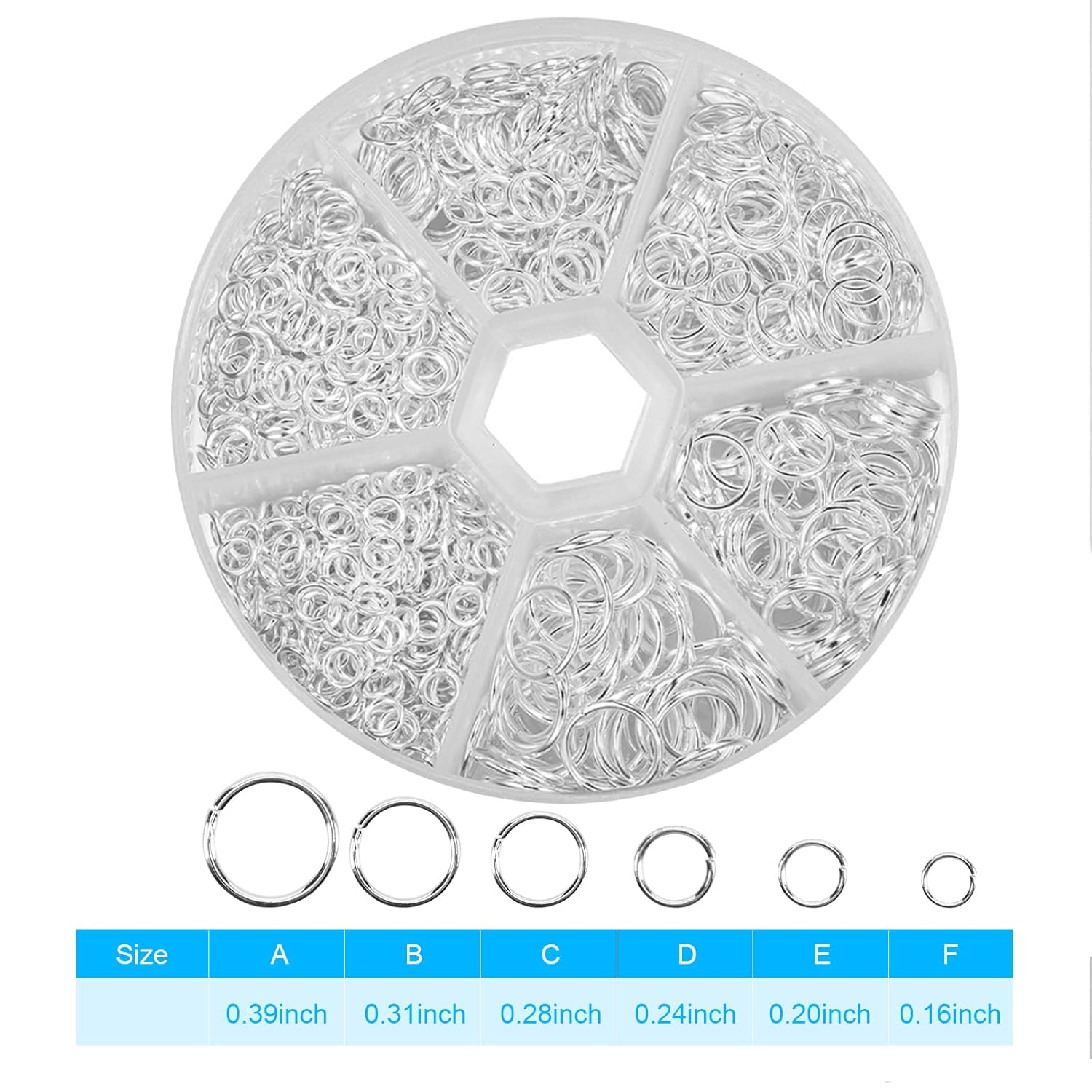 1000Pcs O Ring Connectors Metal Open Jump Rings Set Jump Rings for Jewelry Making Connectors (4Mm 5Mm 6Mm 7Mm 8Mm 10Mm)（Silver） - Green image number 6