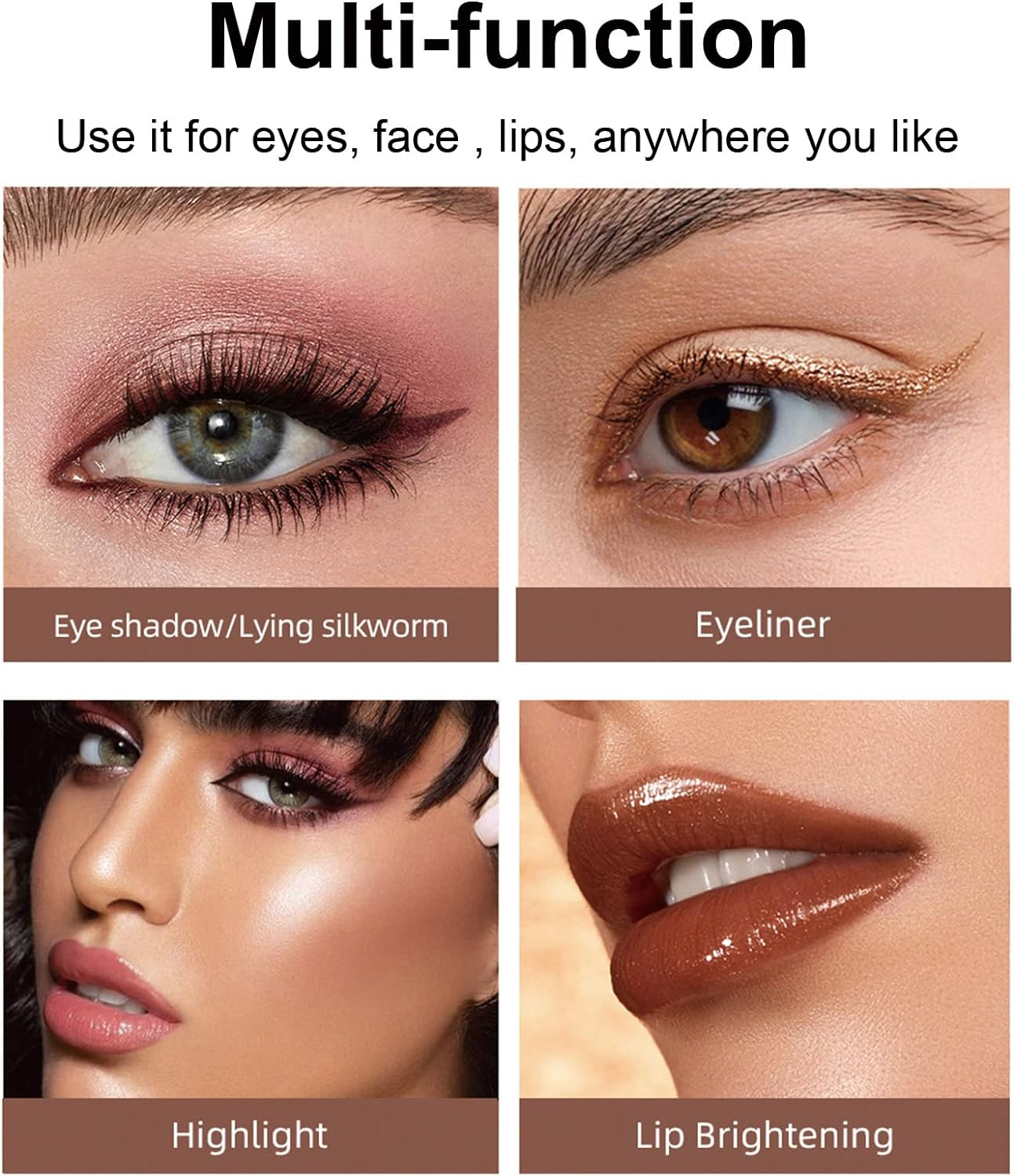 VERONNI Eyeshadow Stick, 3PCS Creamy Shimmer Eye Shadow Stick Set , Waterproof Long Lasting save Makeup Time Eye Pencil with Soft Smudger (3PCS SET 01) image number 1