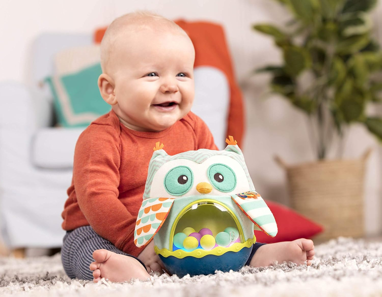 B. Toys &ndash; Owl Be Back &ndash; Crawling &ndash; Tummy Time &ndash; Sensory & Musical Toy for Babies &ndash; Wobbling Toy with Colorful Balls &ndash; 6 Months image number 1