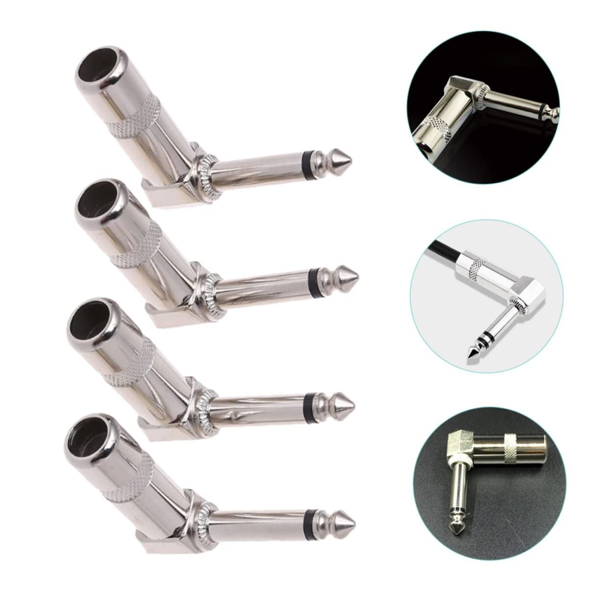 Abaodam 4Pcs Right Angle Mono Connector for Guitar and Audio Equipment for Custom Cable Lengths Minimal Signal Loss for Live Sound and Recording image number 6