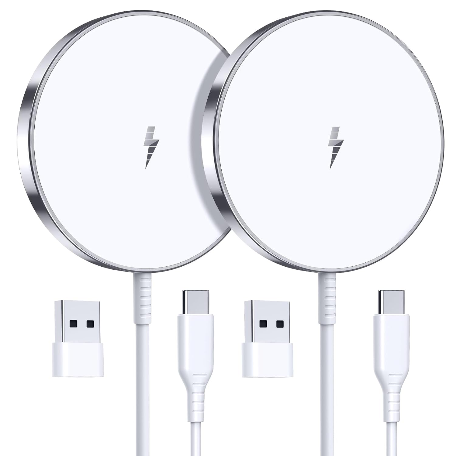 Magnetic Wireless Charger 15W Fast Mag Safe Charger for Cell Phone 17 Pro Max/17 Pro/17 Plus/17/16/15/14/13/12 Series 2 Pack Charging Pad for Airpods 3/2/Pro 2/Pro Mag-Safe Original Replacement image number 1