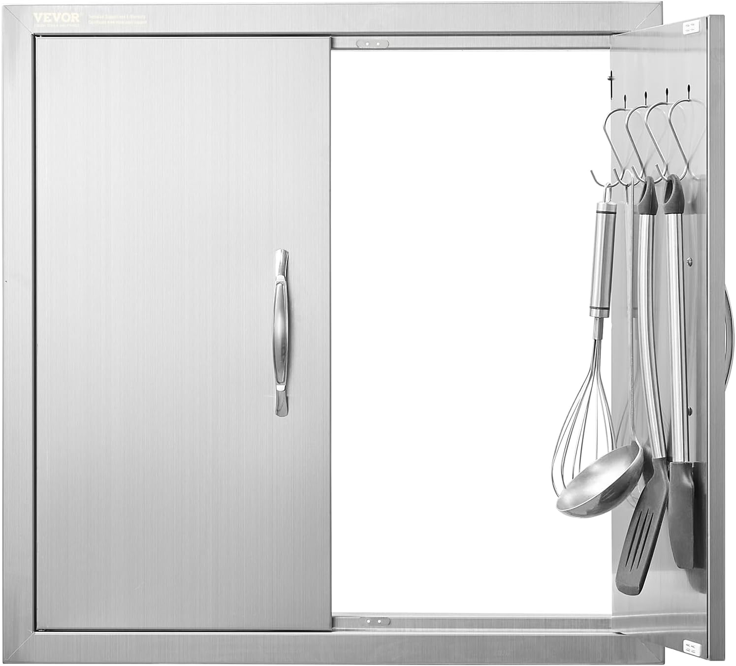 VEVOR BBQ Access Double Door, 610X610 Mm Outdoor Kitchen, Stainless Steel Flush Mount, Double Wall Vertical with Handles and Hooks, for BBQ Island, Grilling Station, outside Cabinet