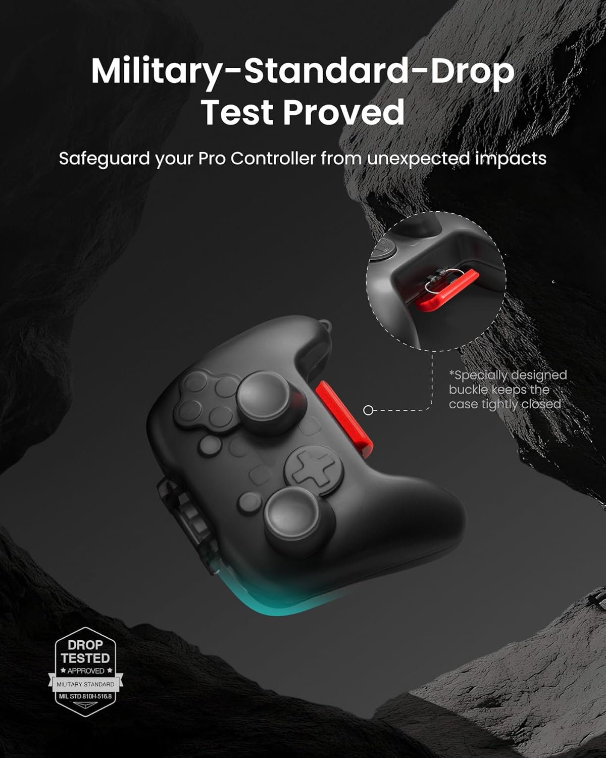 Tomtoc Protective Case for Nintendo Switch 2 Pro Controller, Hard Shell Joystick Protector, Portable Travel Storage Case, Shock-Proof, Anti-Scratch, Water-Resistant Accessory Cover image number 4