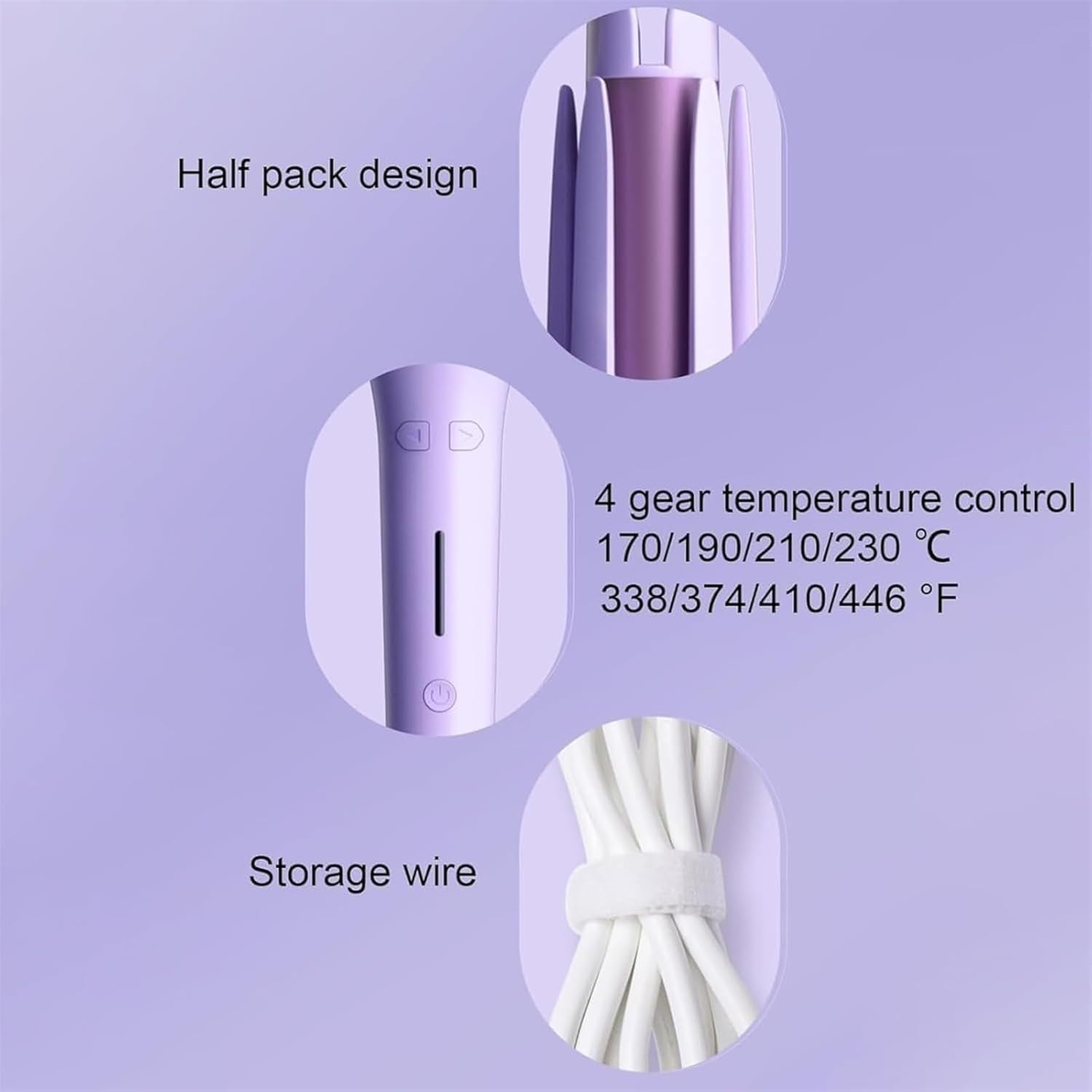 Adagio Auto Hair Curler, Adagio Auto Curler Autocurler, Anti-Tangle Rotating Curling Wand with Anti-Scalding, Temperatures Adjustable, Ceramic Coating (1 Pcs*Pink) image number 4