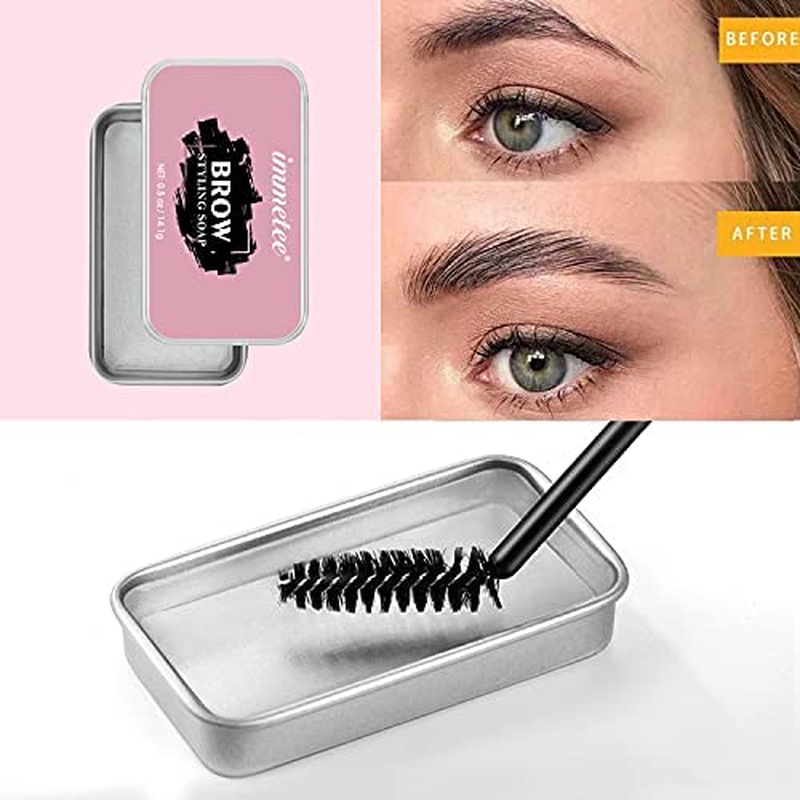 Immetee Brows Soap Kit,Eyebrows Styling Wax,Brows Shaping Soap,Excellent Stereotypes,Long-Lasting Eyebrow Enhancer Gel, 3D Feathery Brows Makeup Balm -10G/0.35Oz(1Pcs) image number 2