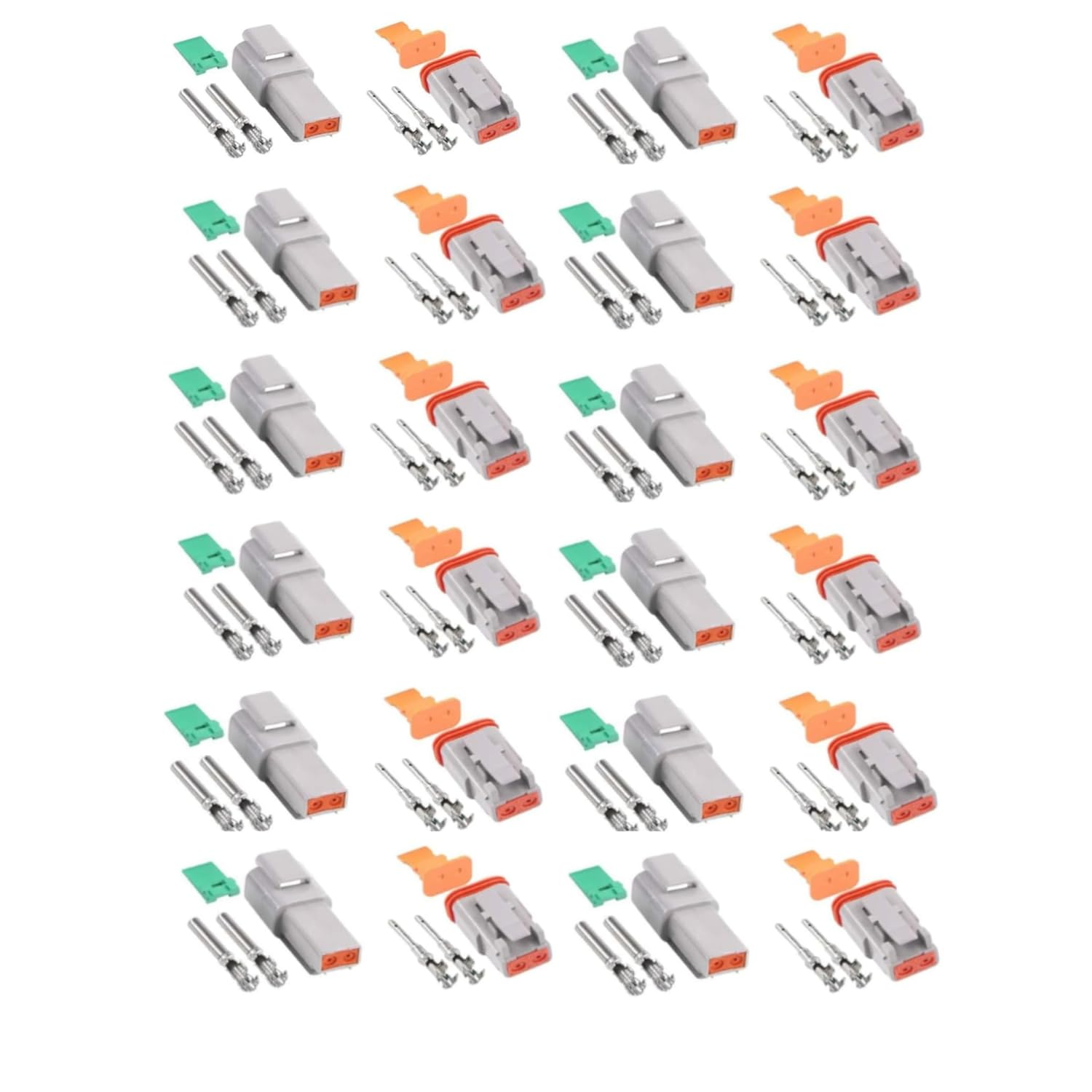 12 Sets Kits Deutsch Connector Kit with Wire Crimper - 2 Pin Way Gray Waterproof DT Connector for Car, Truck, Motorcycle, Off-Road Vehicles, and Marine image number 4