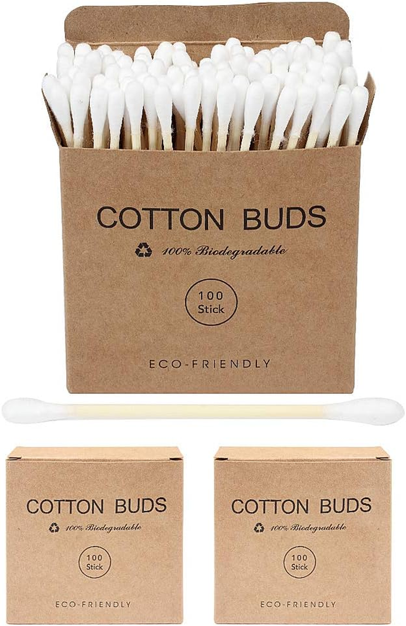 2 Packs Set(200 PCS) Bamboo Cotton Buds Eco-Friendly Cotton Ear Buds Swabs with Bamboo Handle Recyclable and Biodegradable Cotton Swabs for Makeup Cleaning Ear Cleaning and Wound Cleaning image number 6