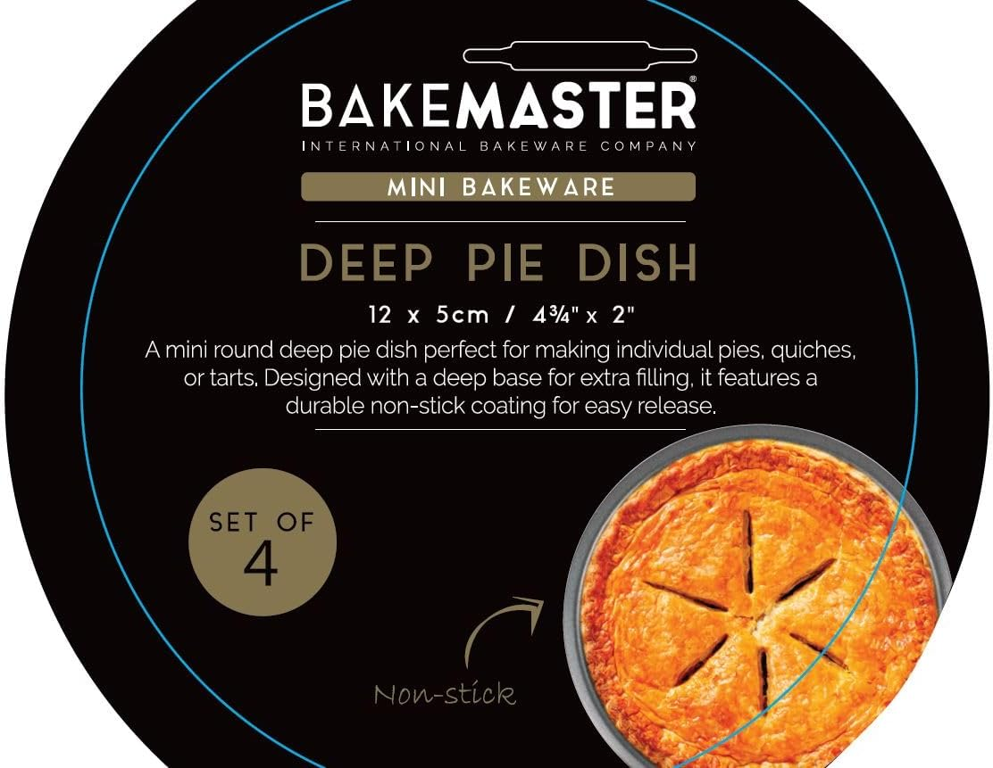 Bakemaster Deep Pie Dish Set of 4, 12 X 5Cm - Non Stick image number 6