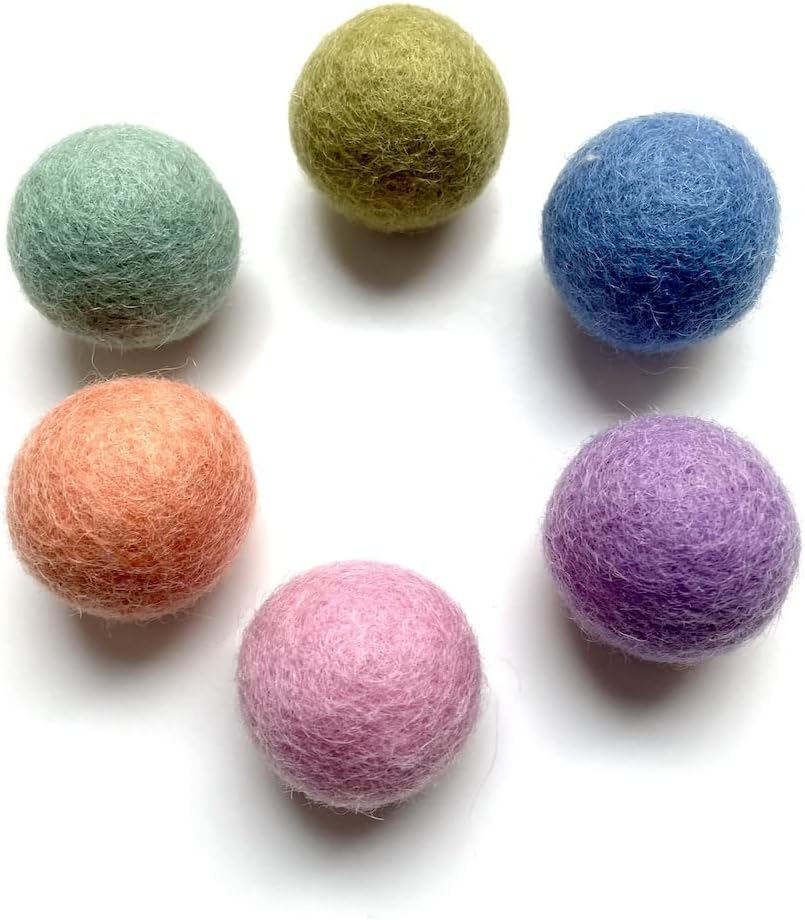 Lucybalu&reg; Felt Balls for Cats, Cat Toy, Felt Cat Balls, Cat Toys Made of 100% Wool, Natural Toy, Fair Play Balls from Nepal, Pack of 6, Colourful image number 1