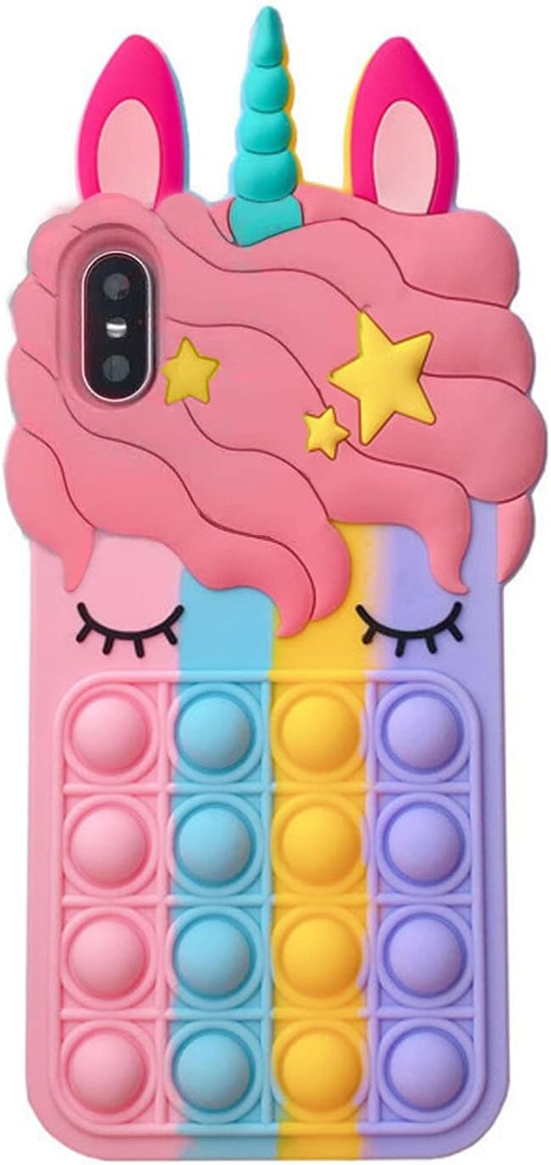 Asgens Pop Bubbles Case for Iphone X/XS, Cute Lovely Cartoon Unicorn Rainbow Pop Shockproof Silicone Soft Phone Case for Apple Iphone X/XS 5.8 Inch image number 5