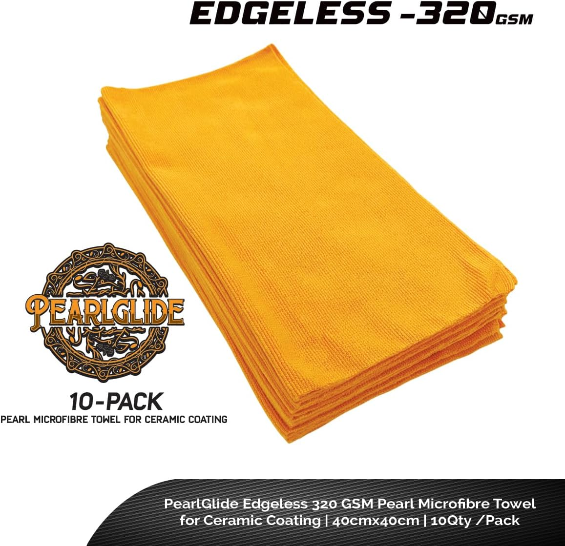 Cobra WRAP TOOLS Pearlglide Edgeless Microfiber Towel for Ceramic Coating - 320 GSM Pearl Weave - Super Absorbent, Durable & Scratch-Free Cloth for Ceramic Coating Removal | (40X40 Cm, 10 Pcs) image number 1