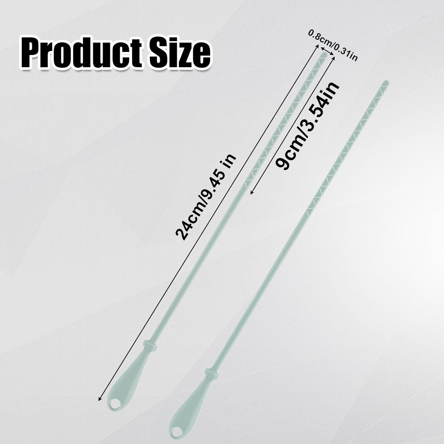 2Pcs Silicone Straw Brushes, 24Cm Extra Long Cleaning Brush Reusable Straw Cleaner for Water Bottles Kitchen Cleaning Tools for Narrow Neck Containers (Green)