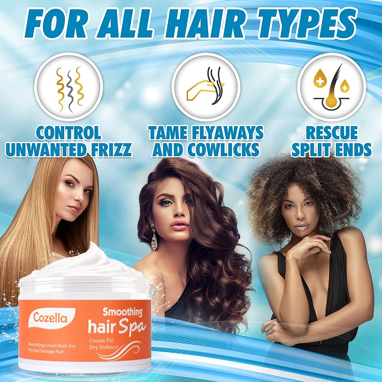 Cozella Smoothing Hair SPA | Cream for Dry Defence | Nourishing Cream Bath for Dry and Damaged Hair | Sulfate and Paraben Free| All Hair Types | 500ML image number 2