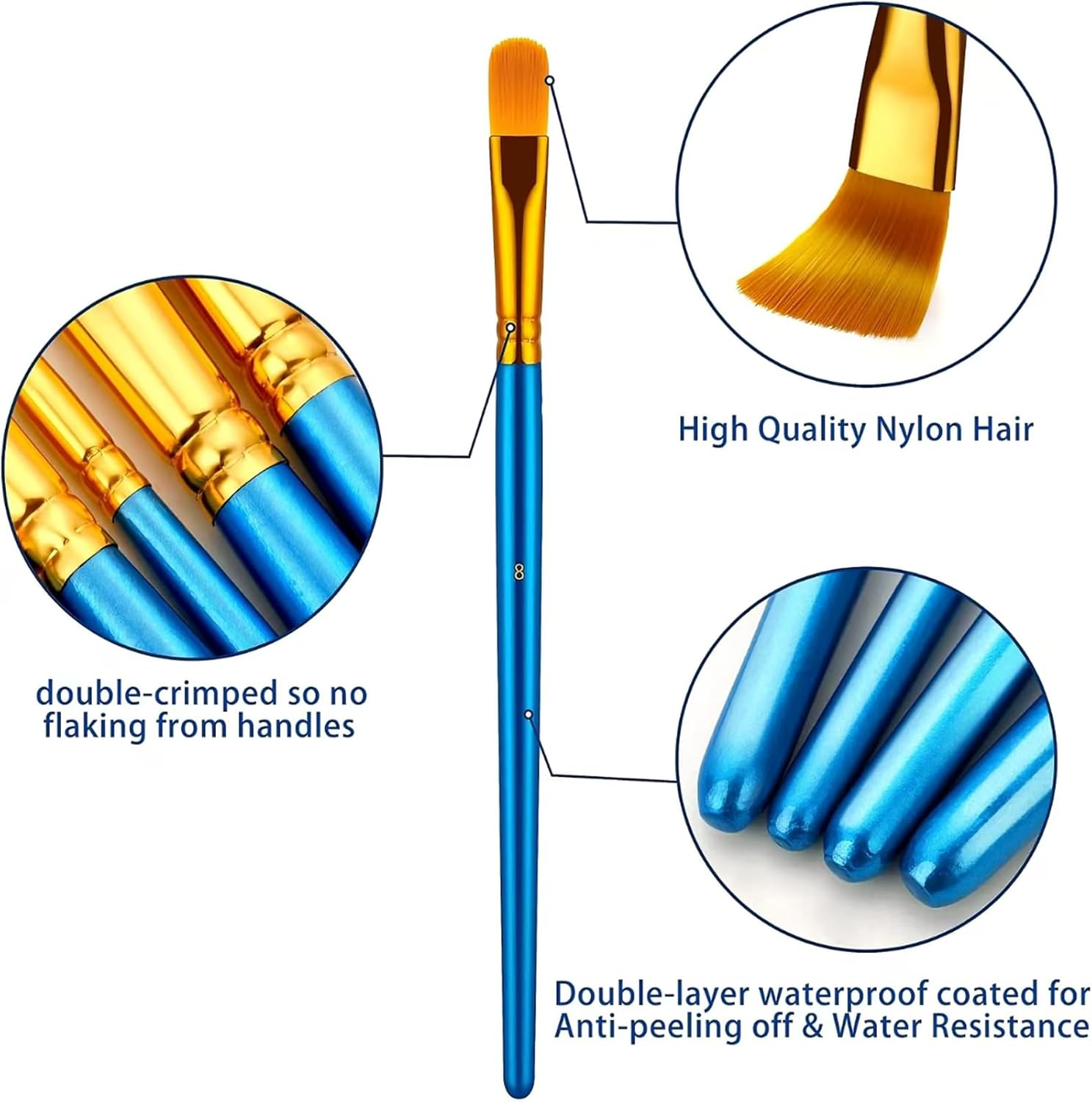 Acrylic Paint Brushes Set，20 Pcs Small Paint Brushes ，Detail Paint Brushs Set for Oil Watercolor Canvas Face Body Boards Rock（Blue） image number 4