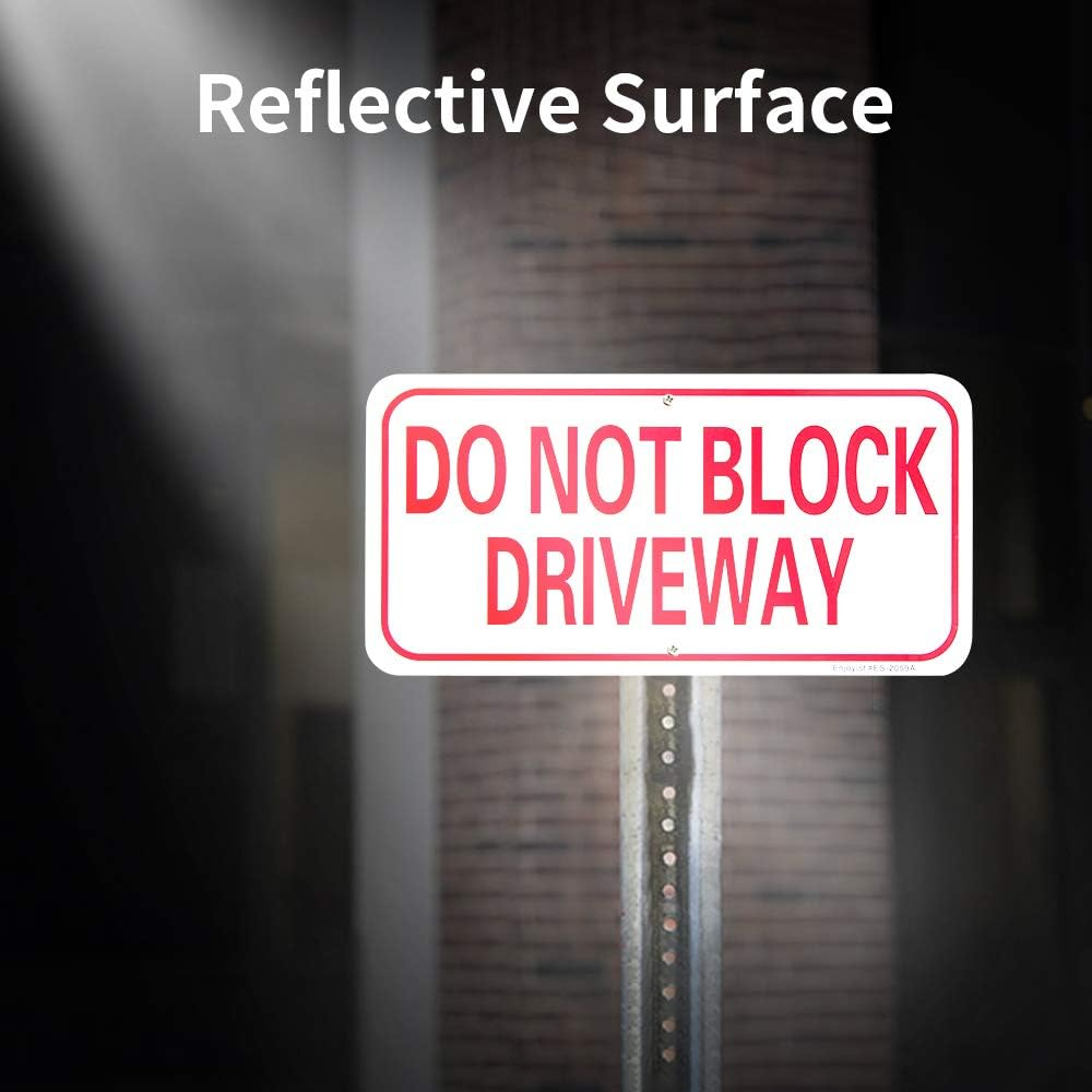 2-Pack Do Not Block Driveway Sign, 14"X 7" .04" Aluminum Reflective Sign Rust Free Aluminum-Uv Protected and Weatherproof