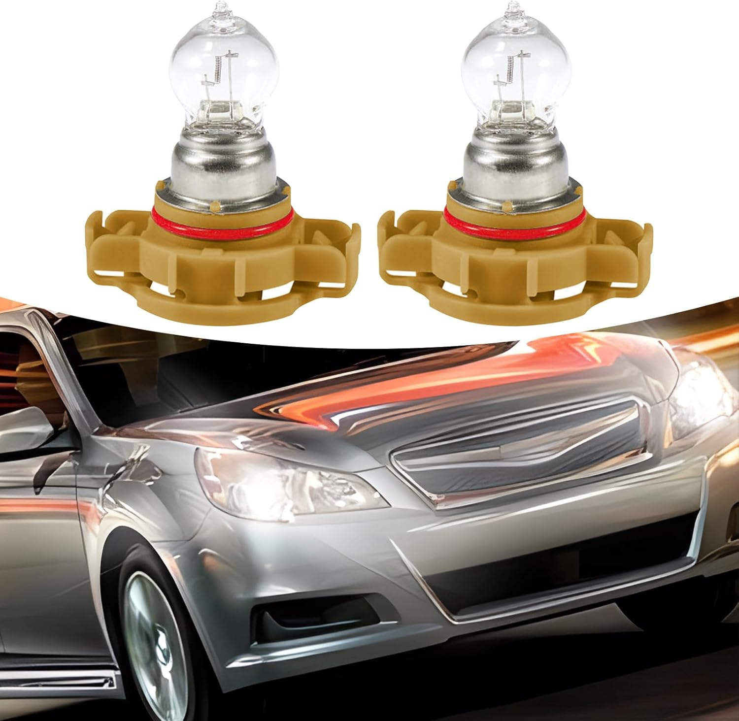 2 PCS Car Halogen Fog Light Bulb, PSX24W 3200-3500K Clear Light Source Uv-Resistant Quartz Glass Steering Brake Light, Lighting Replacement Modification Accessory, for Most Cars (White)