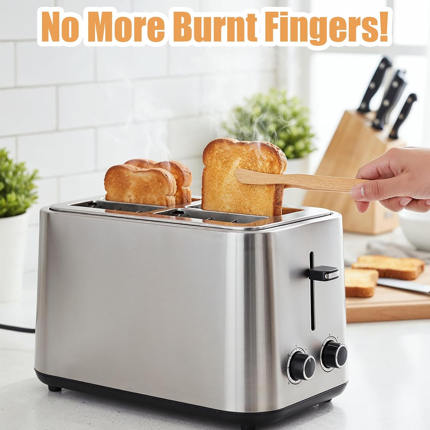 Toaster Tongs Set of 6 Wooden Toast Tongs Multipurpose Kitchen Tong Bamboo Cooking Utensils Reusable for Bread Pickles Salad Snack Cheese Pasta Fruits Muffin Bacon Accessories image number 3