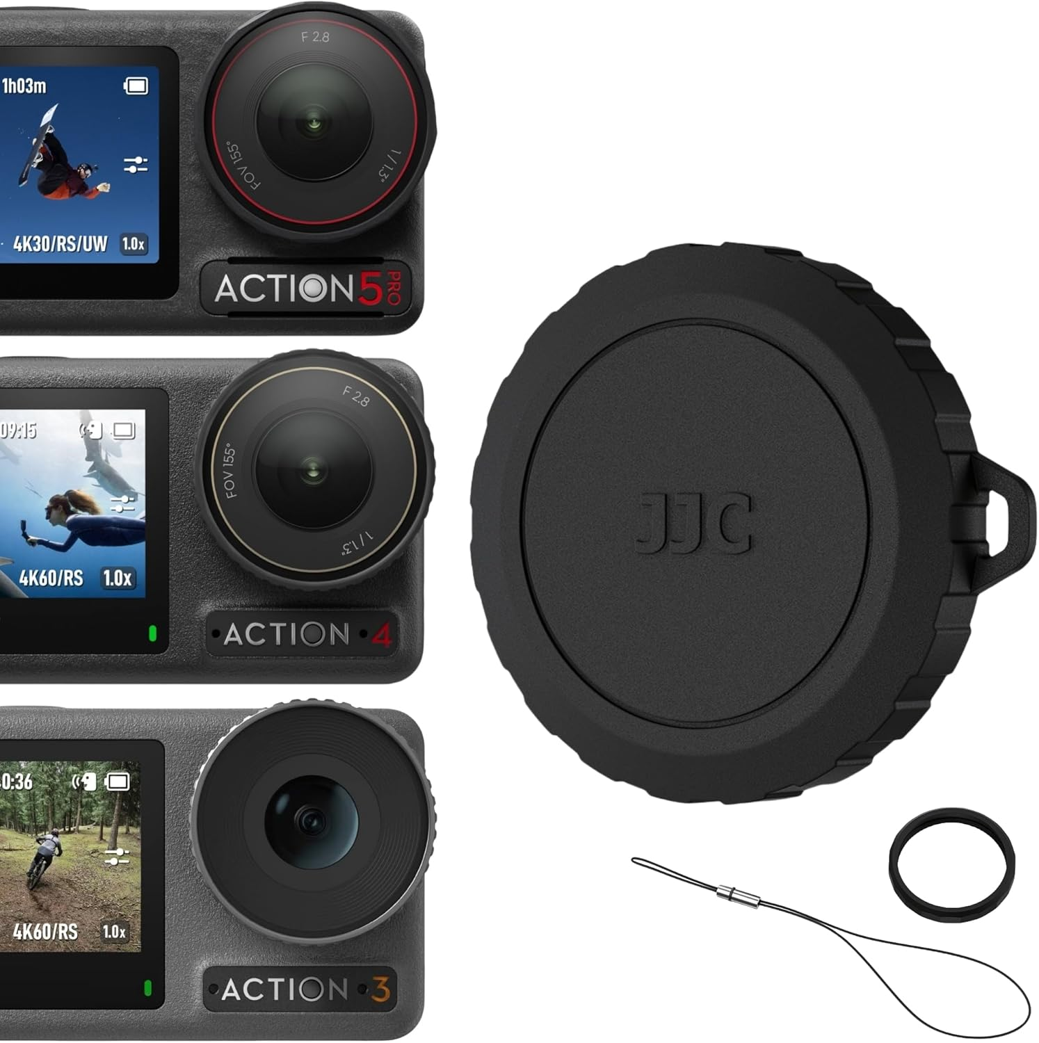 JJC Silicone Lens Cap for DJI Osmo Action 5 Pro 4 3, Protective Cover with Anti-Loss String & Silicone Ring, Protects Lens from Crack Bumps Dust Scratch When Not Using, Compatible with Action5 image number 6